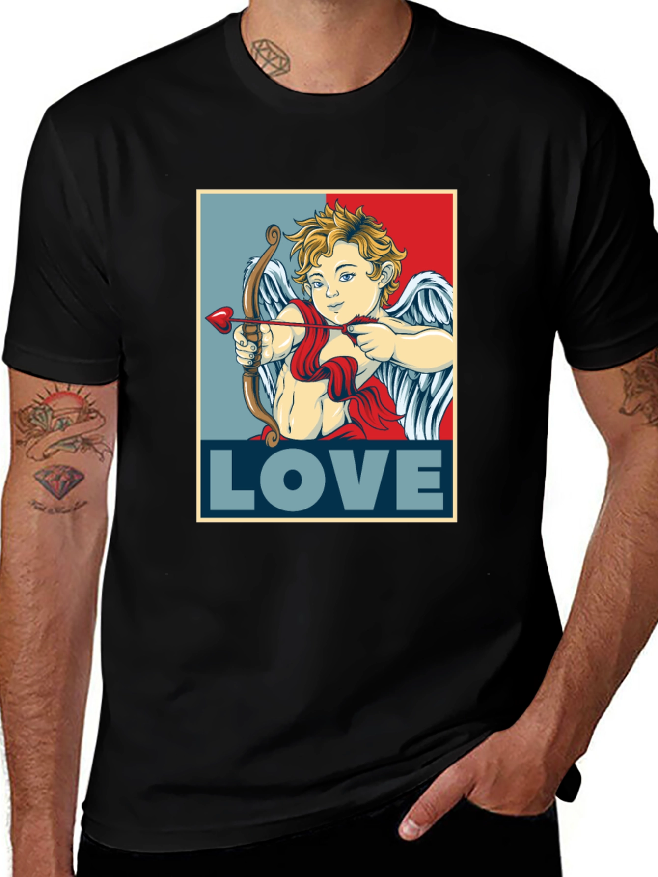 Variant 3 of Cupid LOVE Valentine's Day T-Shirt - Men's Black Tee