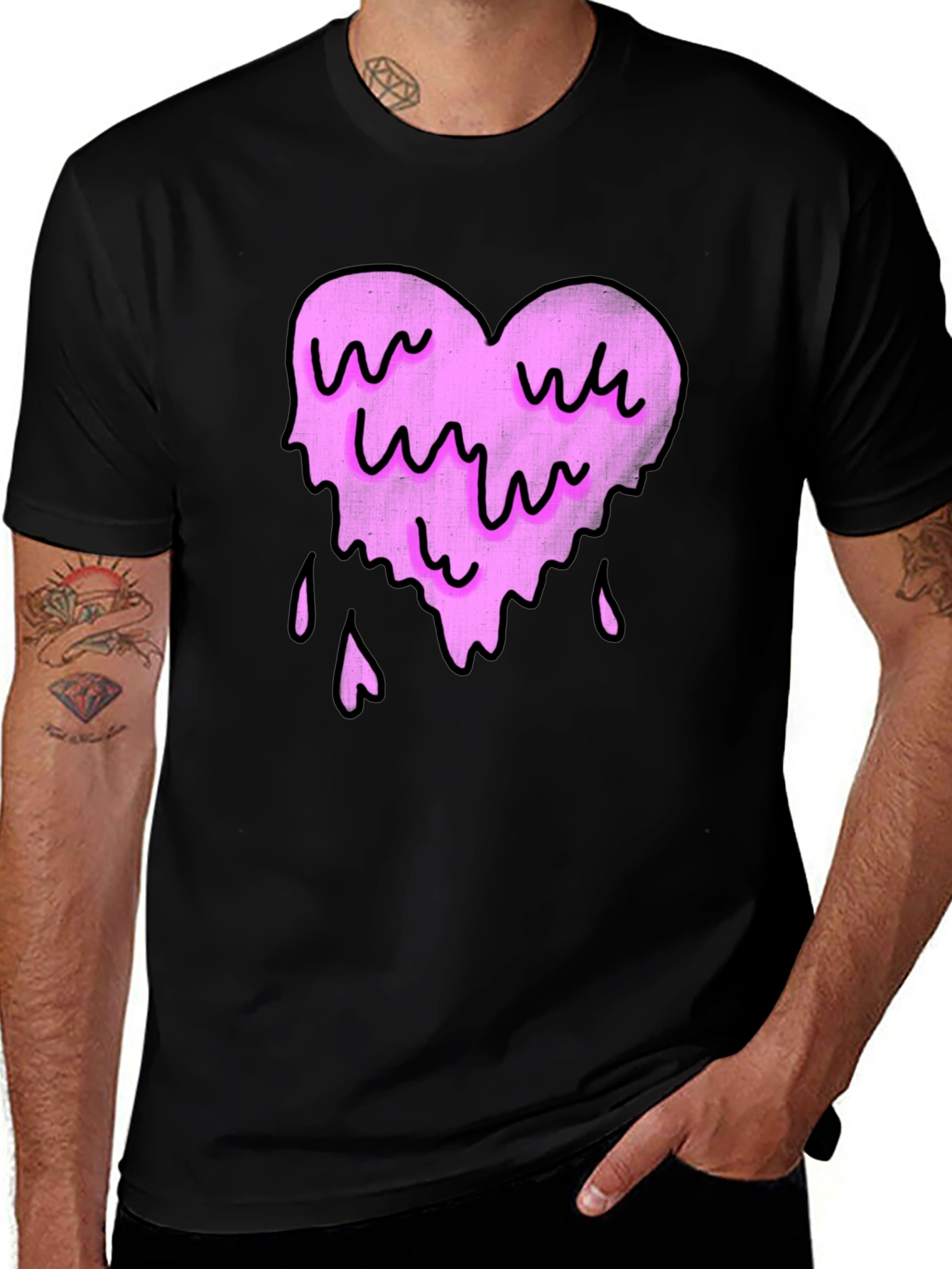 Melting Heart Graphic Tee - Black