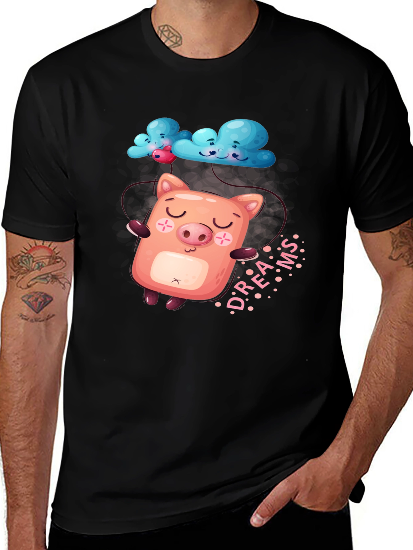 Variant 25 of Dreamy Piggy T-Shirt - Black