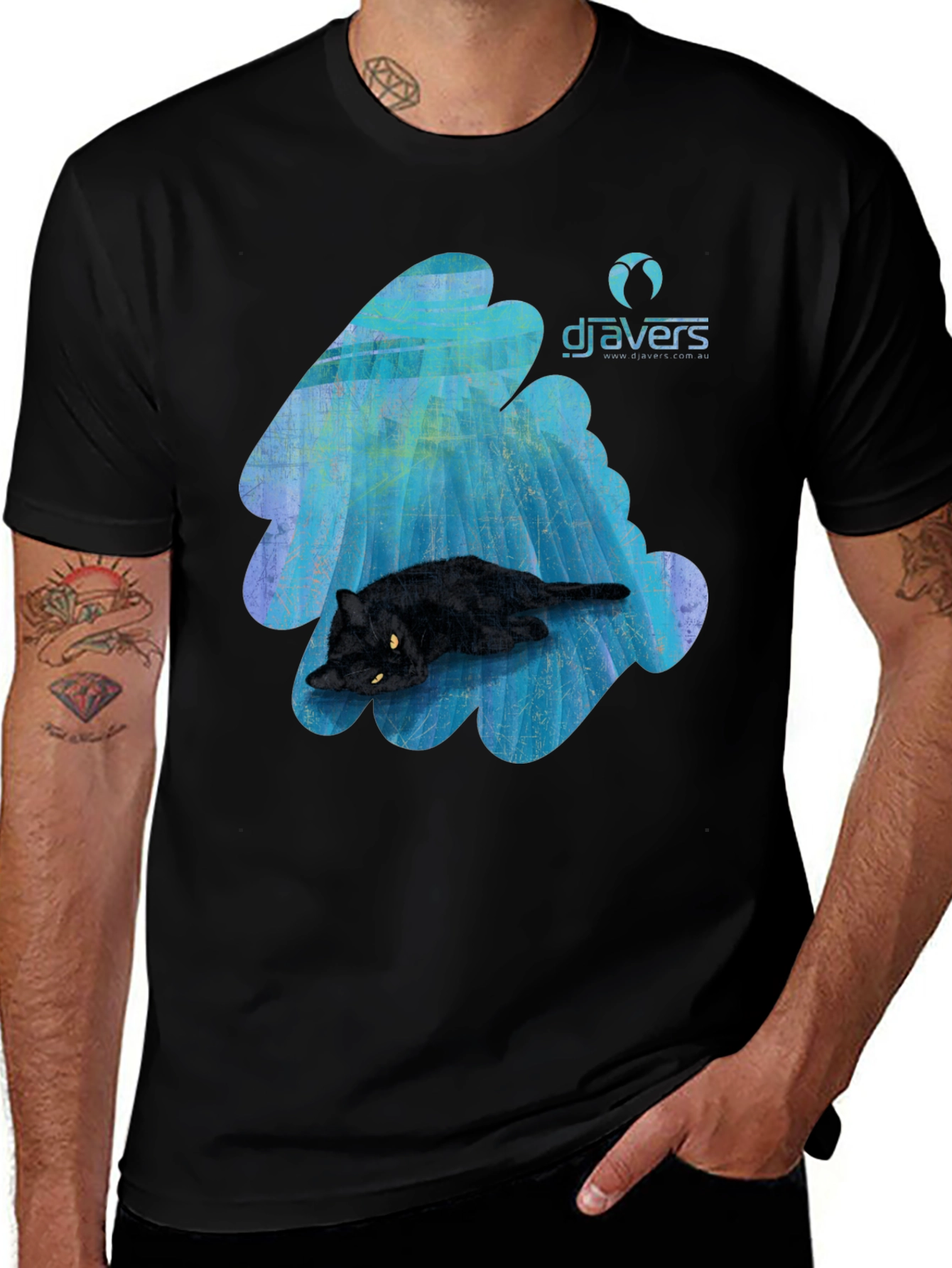 Variant 21 of Black Cat Graphic Tee - DJavers Design
