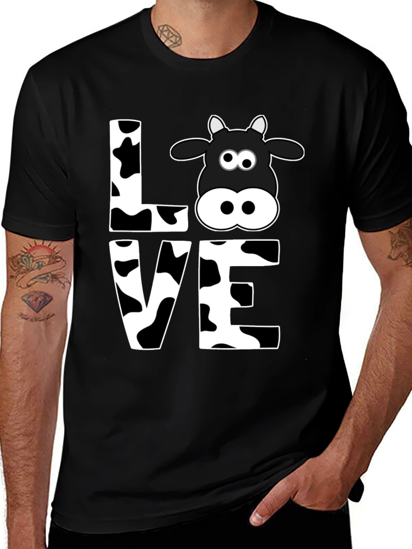 Variant 11 of Cow Love Graphic Tee - Black T-Shirt