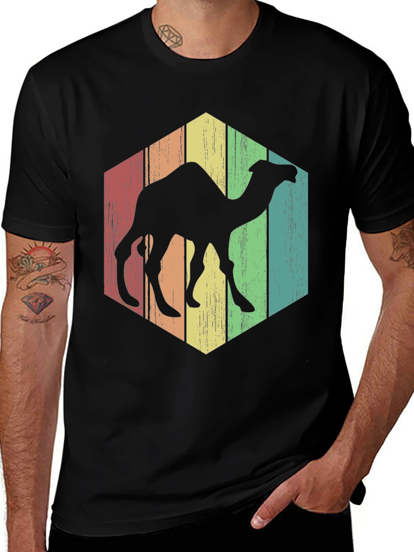 Variant 21 of Retro Camel Silhouette Graphic Tee - Black