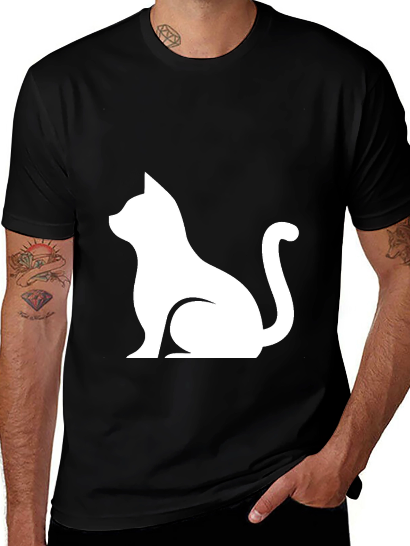 Variant 23 of Black Cat Silhouette T-Shirt