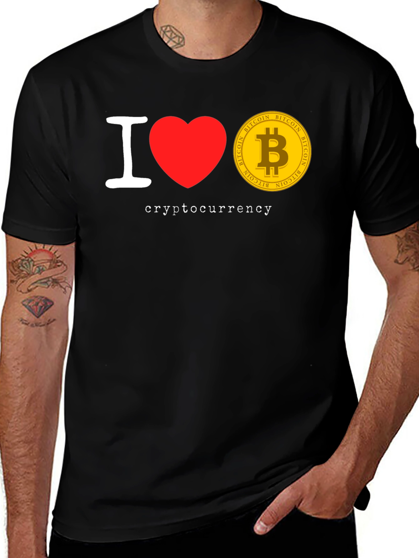Variant 2 of I Love Cryptocurrency Bitcoin T-Shirt