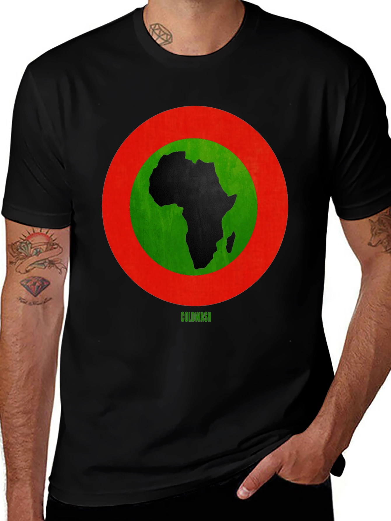 Africa Map Graphic Tee - Bold Red & Green Design