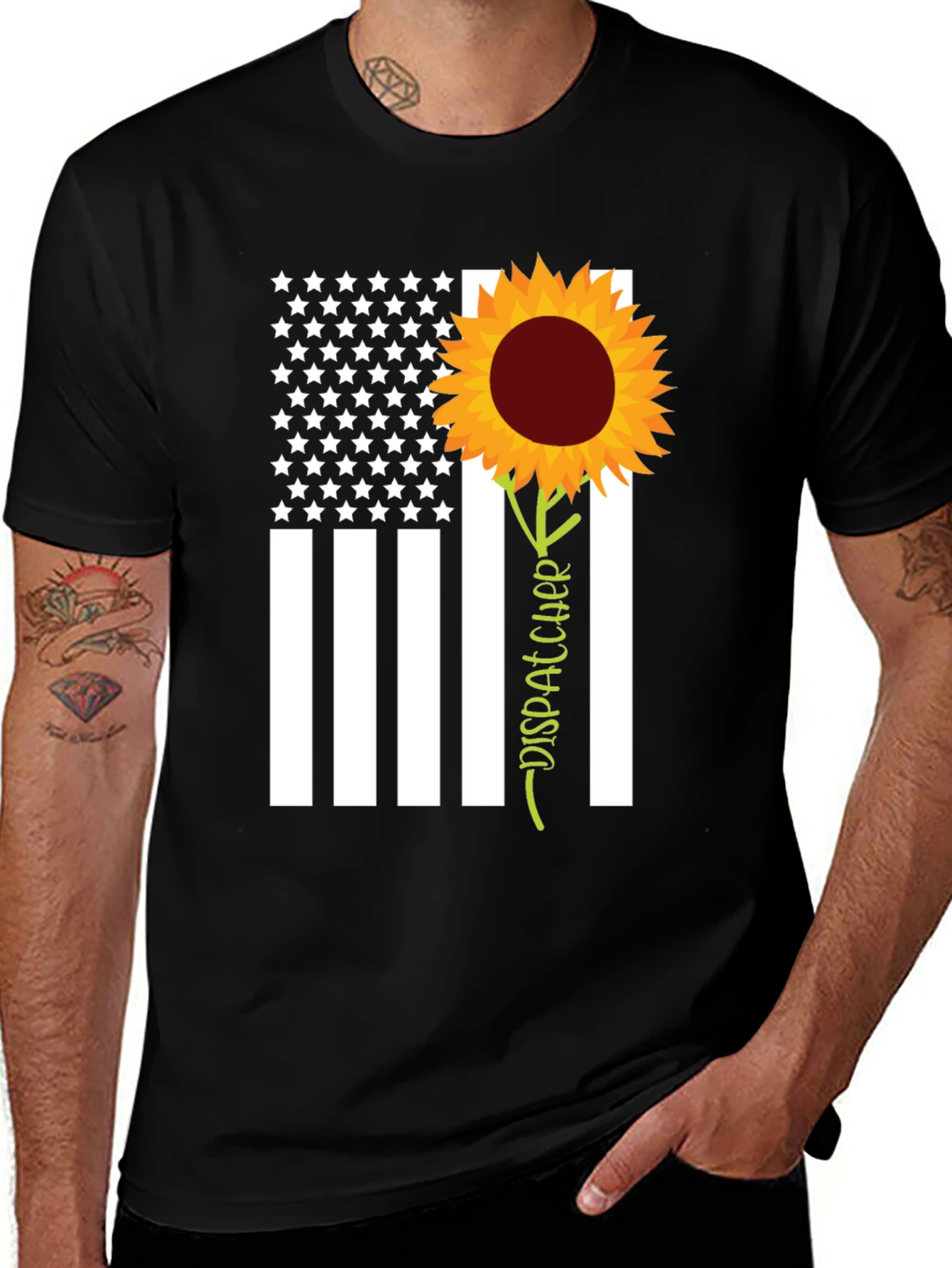 Variant 11 of Dispatcher Sunflower American Flag T-Shirt
