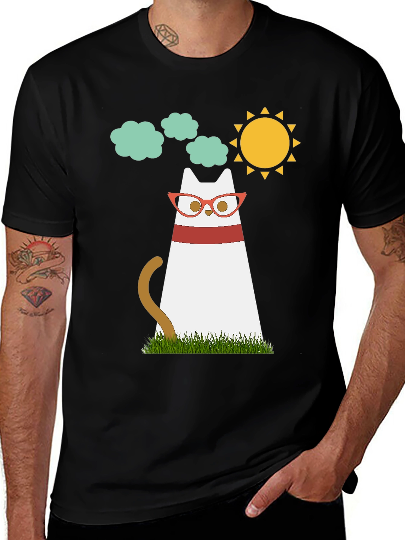 Variant 25 of Cool Cat Tee - Cartoon Cat with Glasses T-Shirt