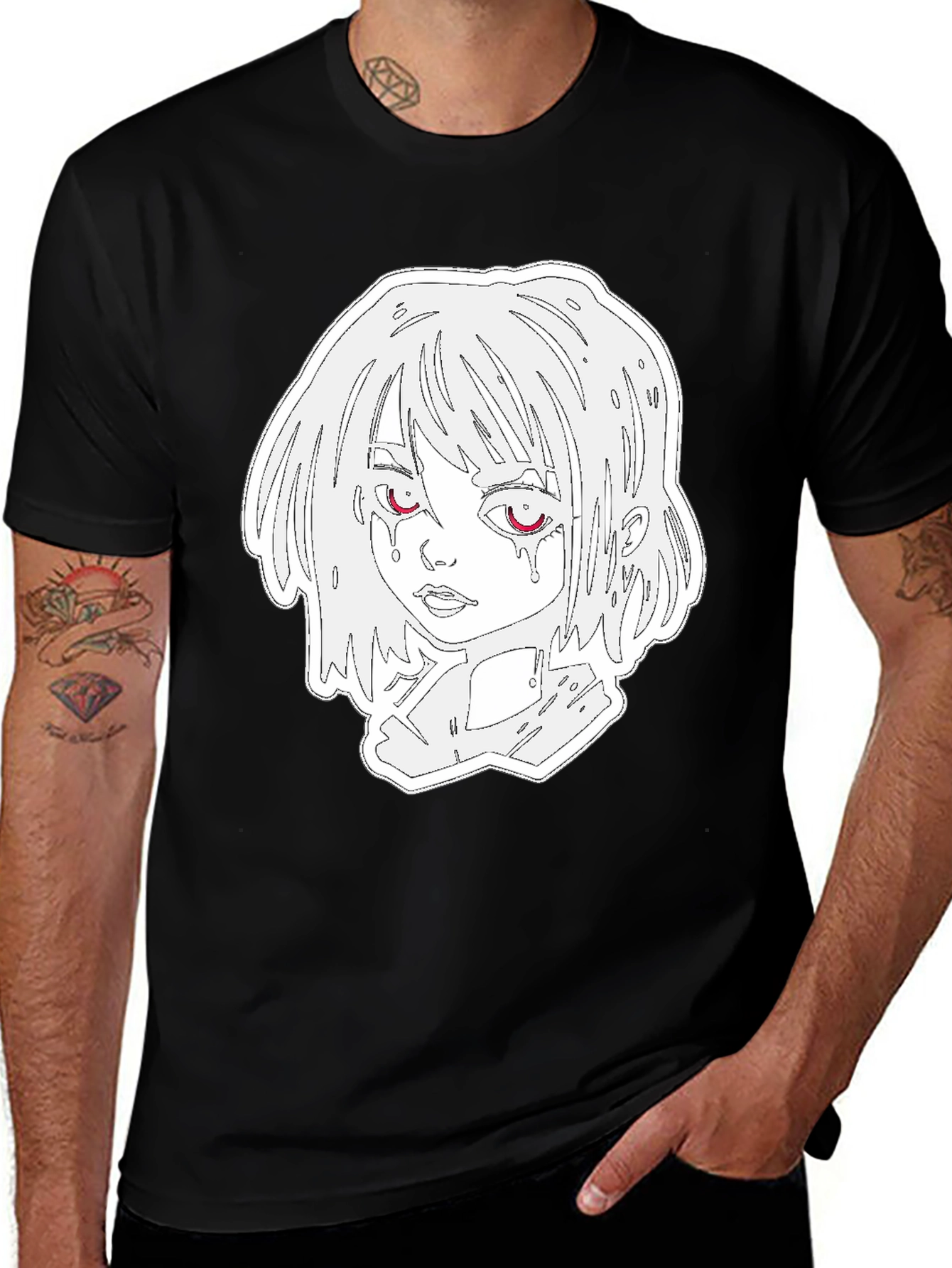 Variant 11 of Anime Girl Graphic Black Tee