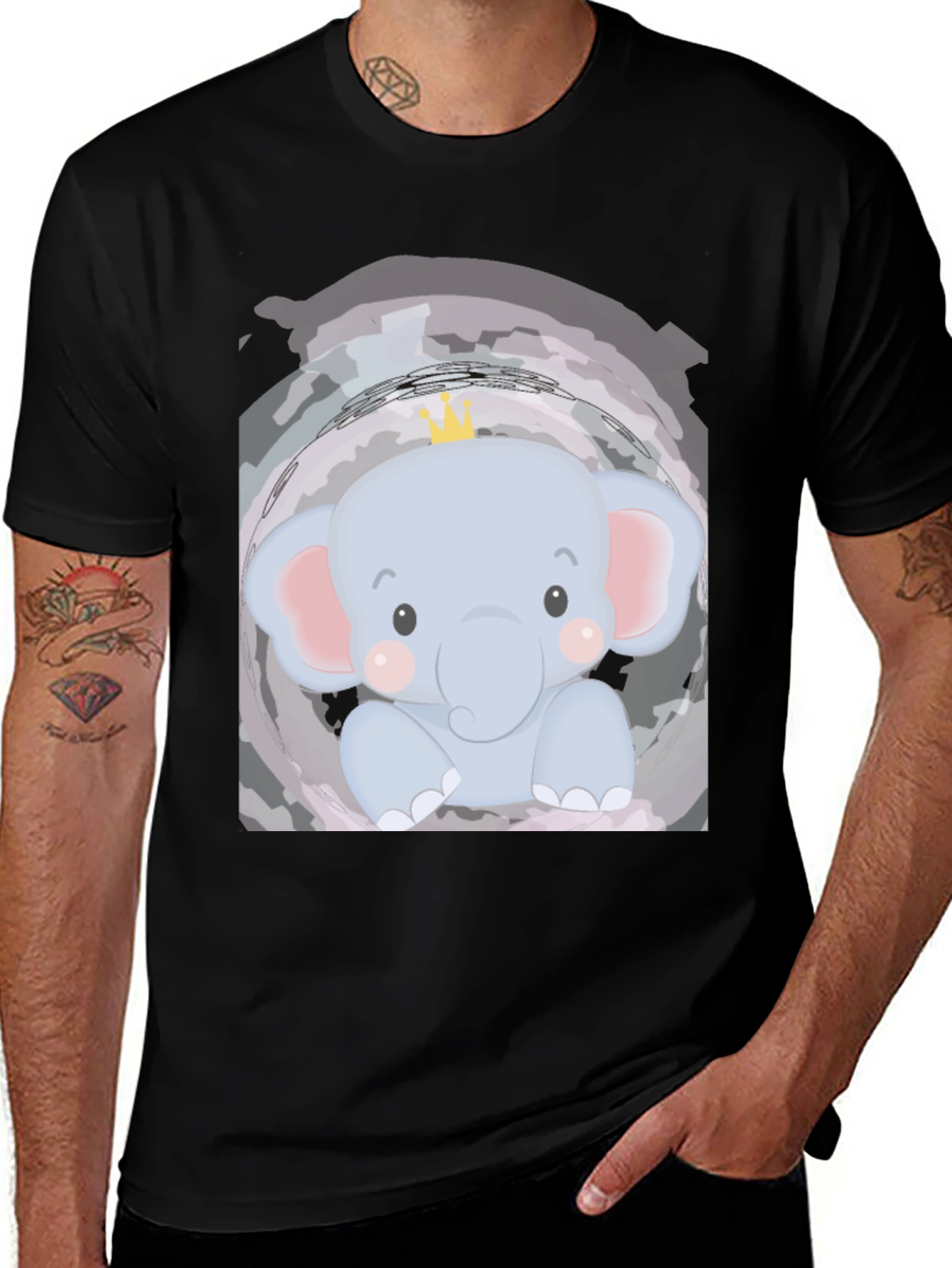 Variant 11 of Cute Elephant Cartoon Tee - Soft Cotton, Unique Design