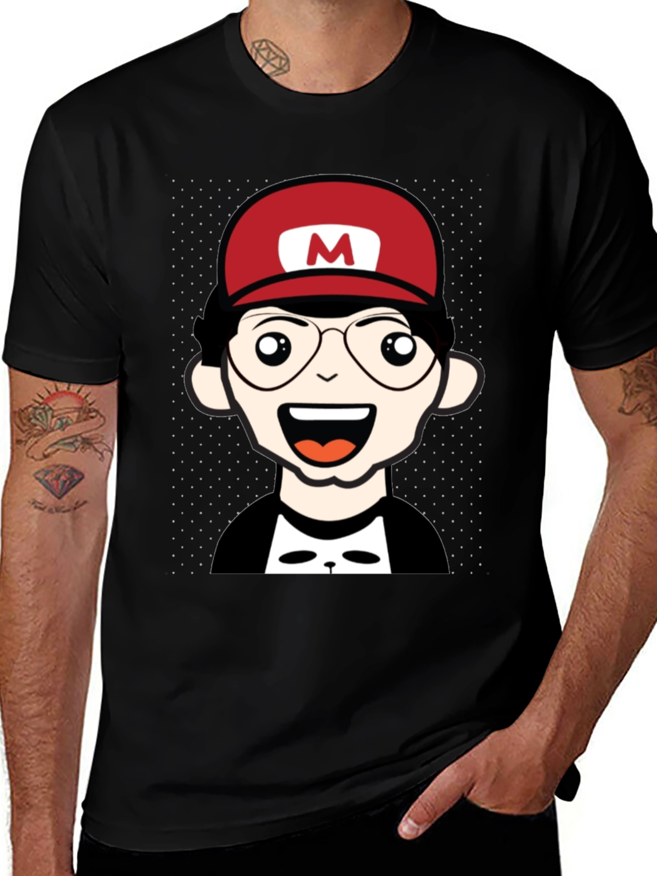 Variant 3 of Cartoon Character T-Shirt - Nerd With Red Hat
