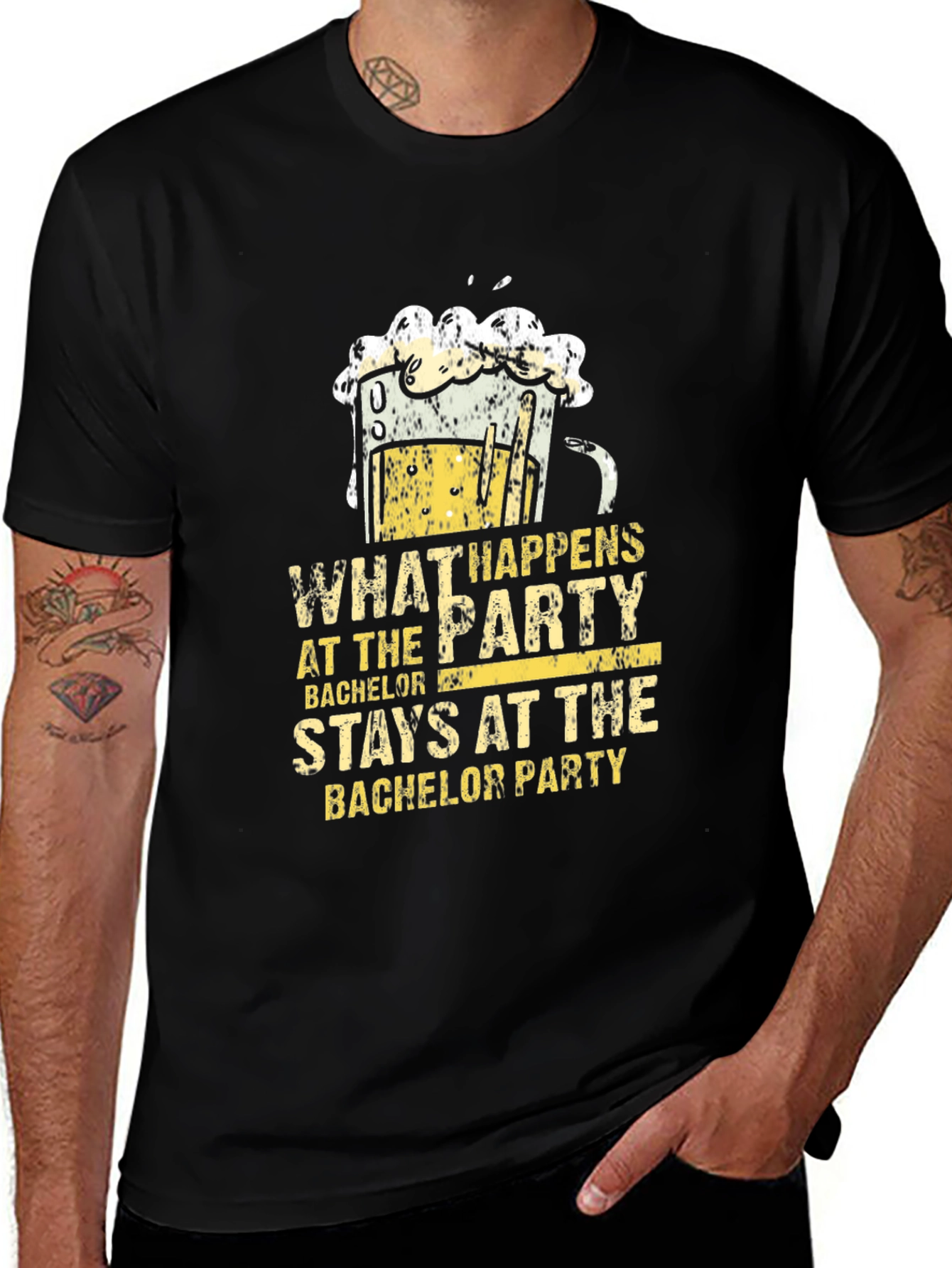 Variant 22 of Bachelor Party T-Shirt - "What Happens at the Party"