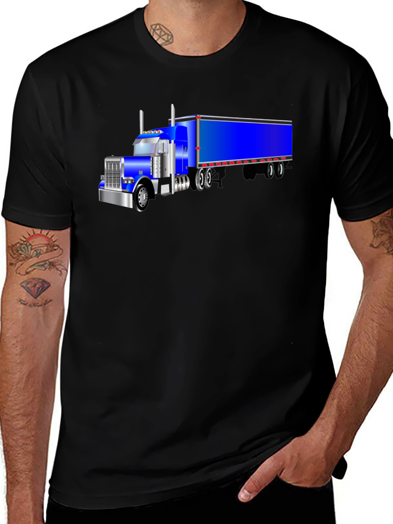 Variant 20 of Semi Truck Graphic Tee - Black Cotton T-Shirt