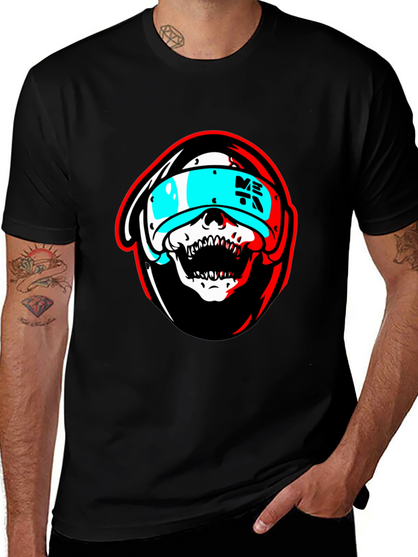 Variant 25 of Cyberpunk Skull Graphic Tee - Edgy Style