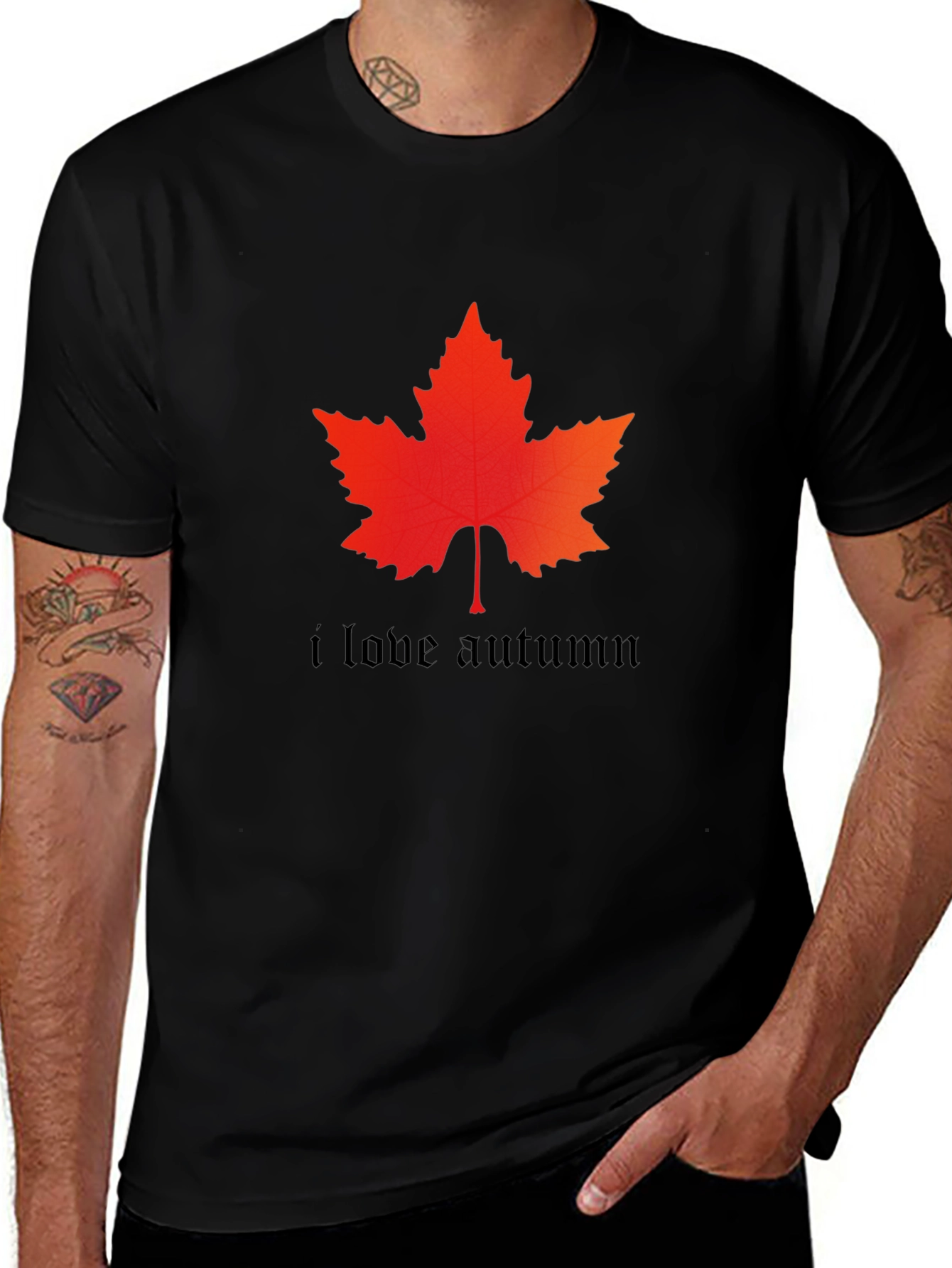 Variant 24 of I Love Autumn T-Shirt - Maple Leaf Design
