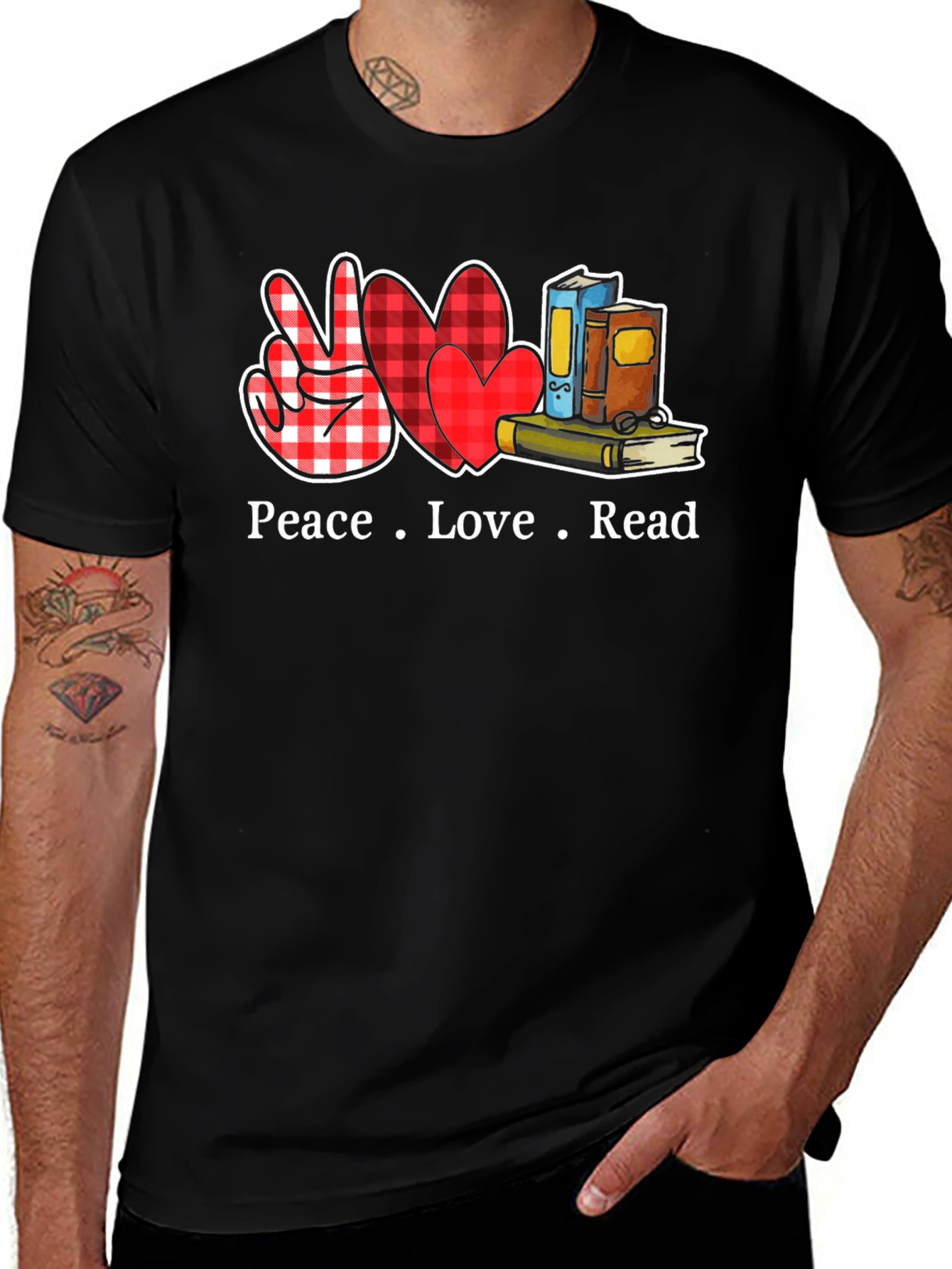 Variant 23 of Peace Love Read Graphic Tee