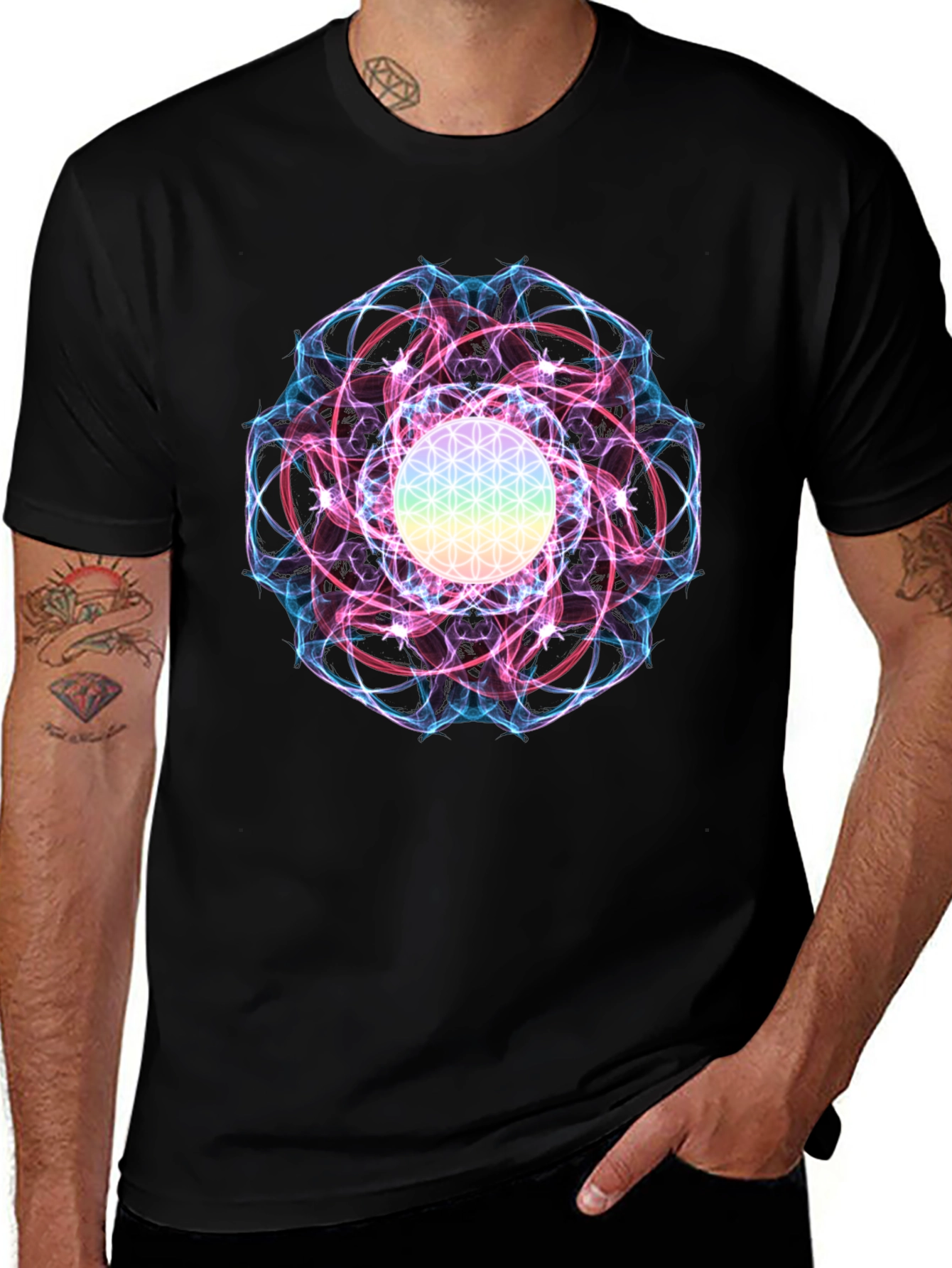 Flower of Life Graphic Tee - Spiritual Design