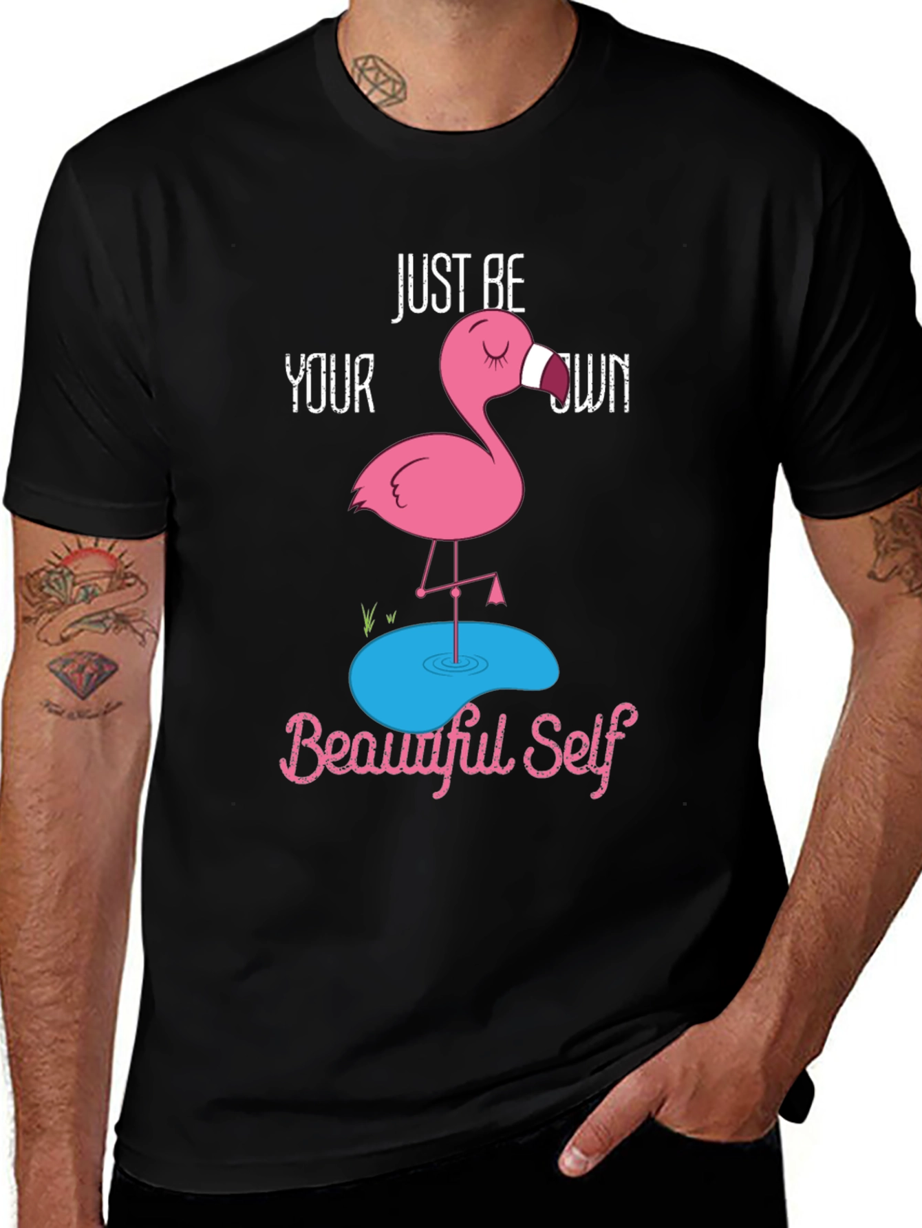Variant 27 of Just Be Your Own Beautiful Self Flamingo Tee