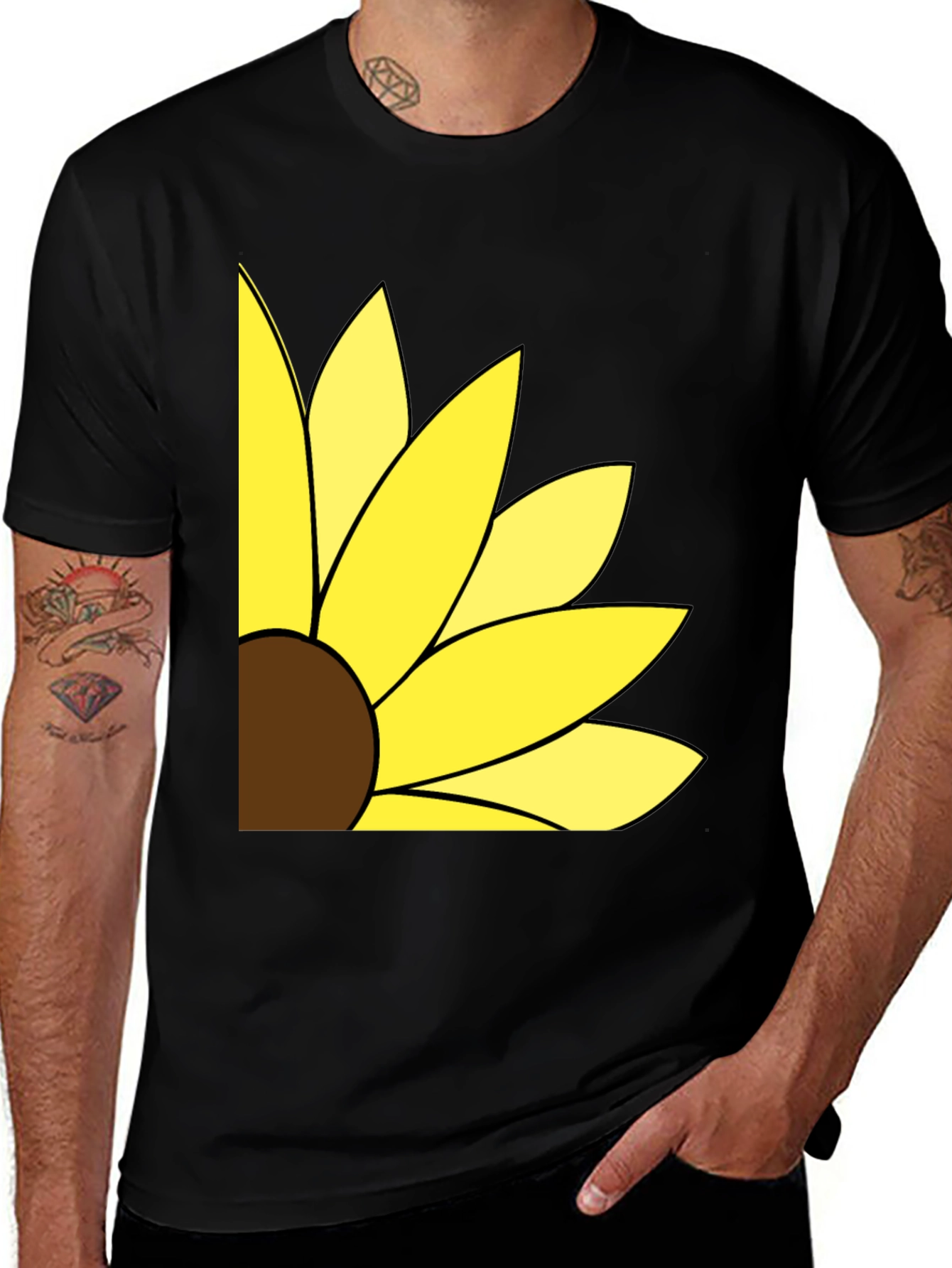 Variant 15 of Sunflower Graphic T-Shirt - Stylish Black Tee