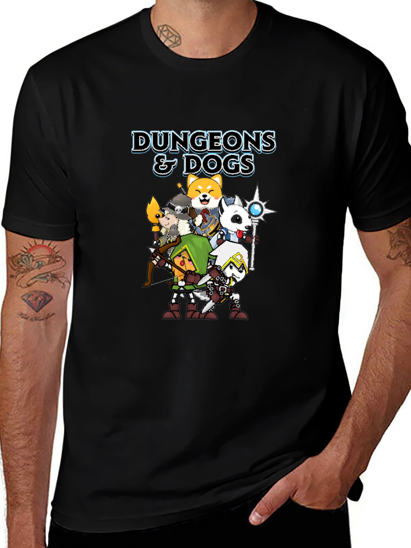 Dungeons & Dogs Graphic Tee - Black Cotton T-Shirt