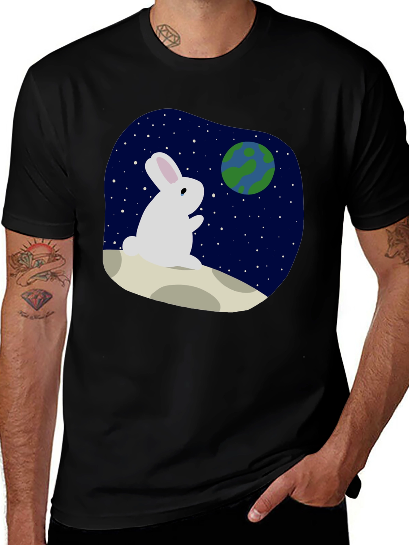 Variant 10 of Rabbit on Moon T-Shirt - Space Lover Tee
