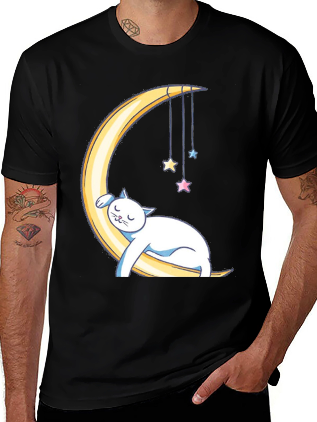 Variant 23 of Cute Cat Sleeping on Moon Graphic T-Shirt