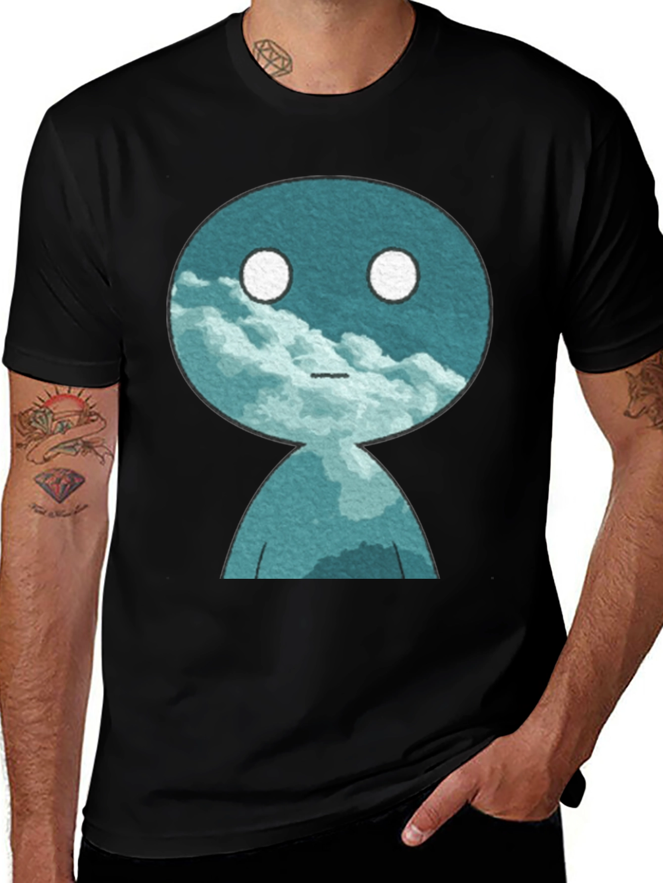 Variant 21 of Cloud Face Graphic Print T-Shirt