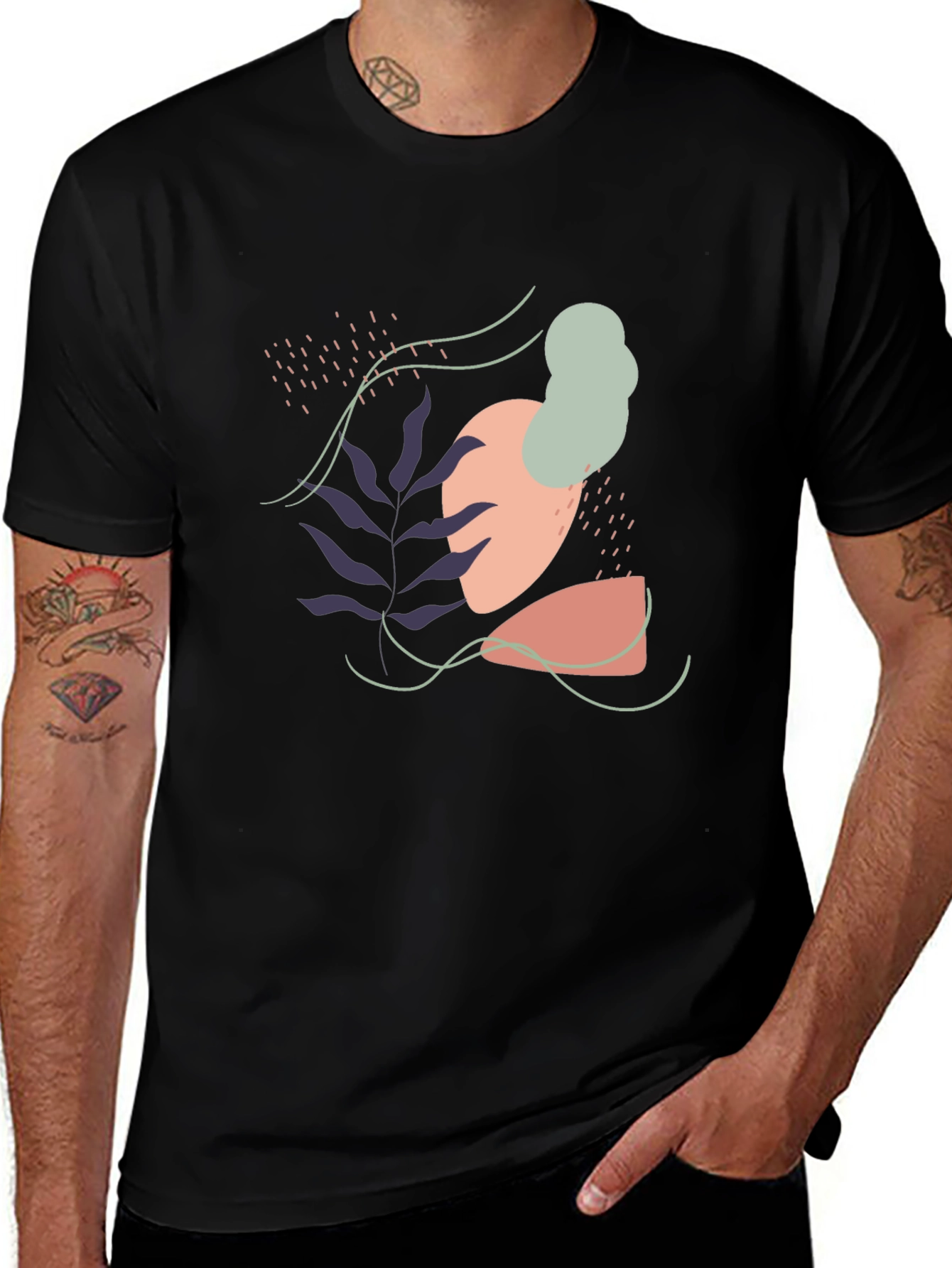 Variant 28 of Abstract Graphic Print Black T-Shirt