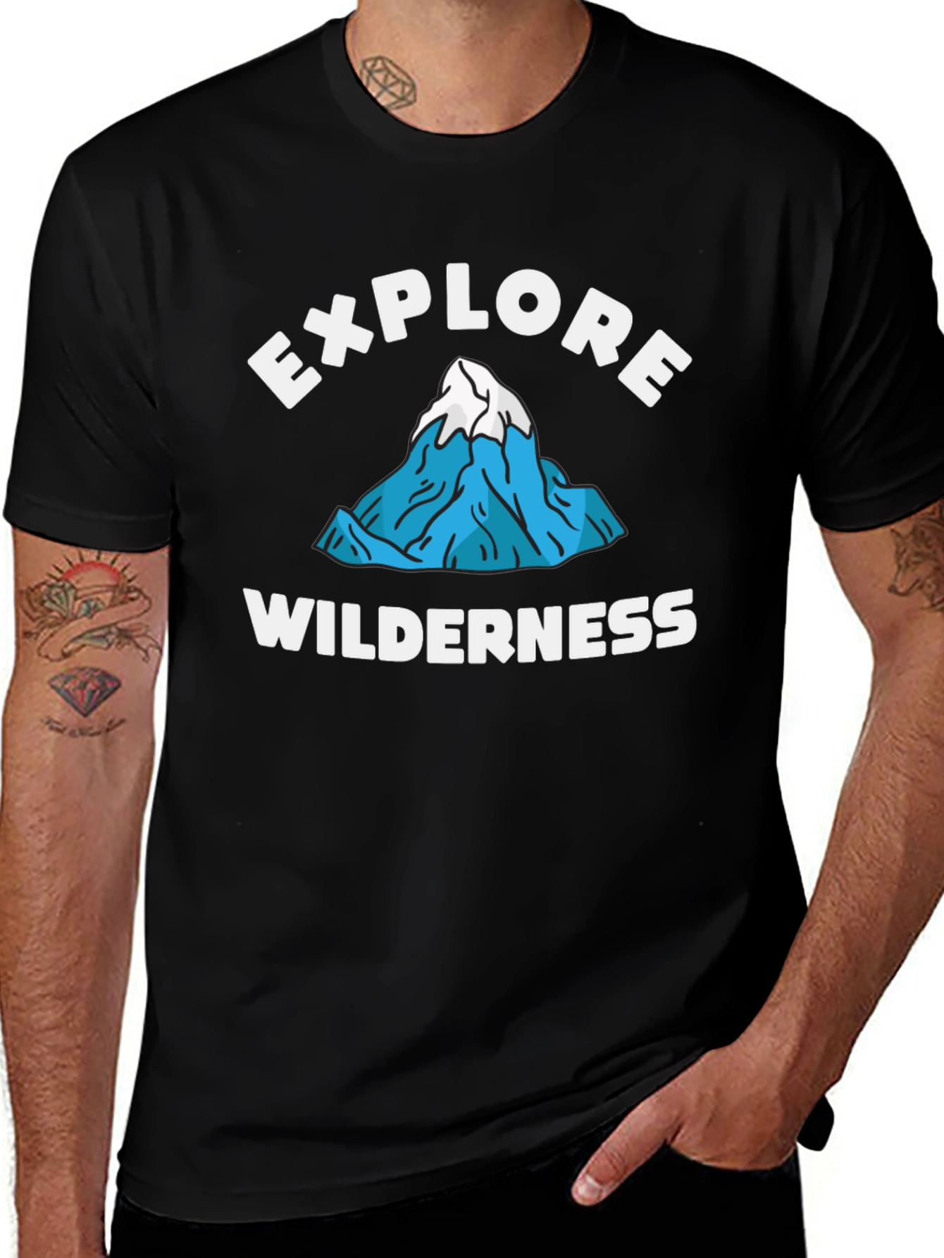 Variant 29 of Explore Wilderness Graphic Tee - Black Cotton T-Shirt