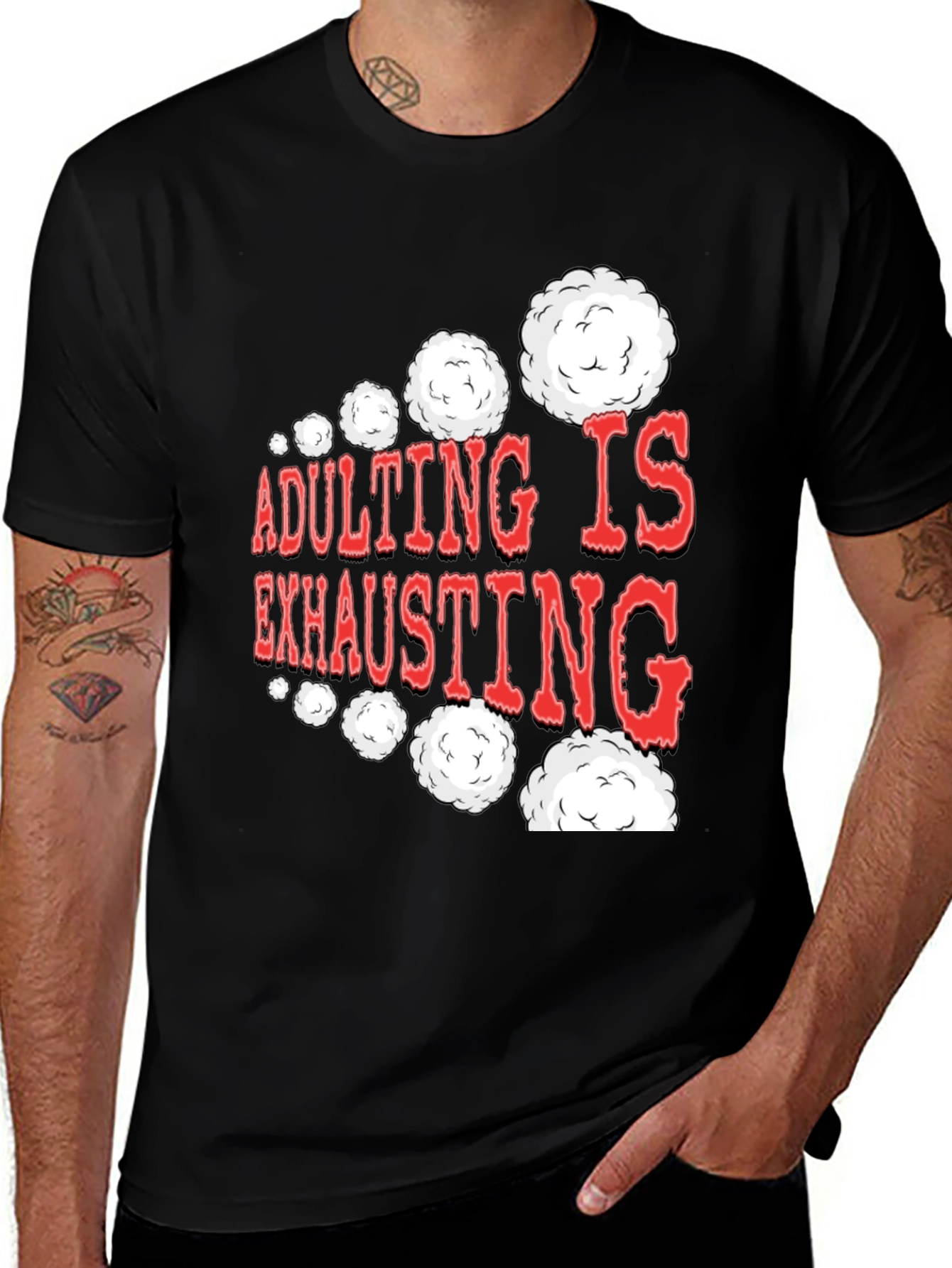 Adulting Is Exhausting Funny Graphic Tee