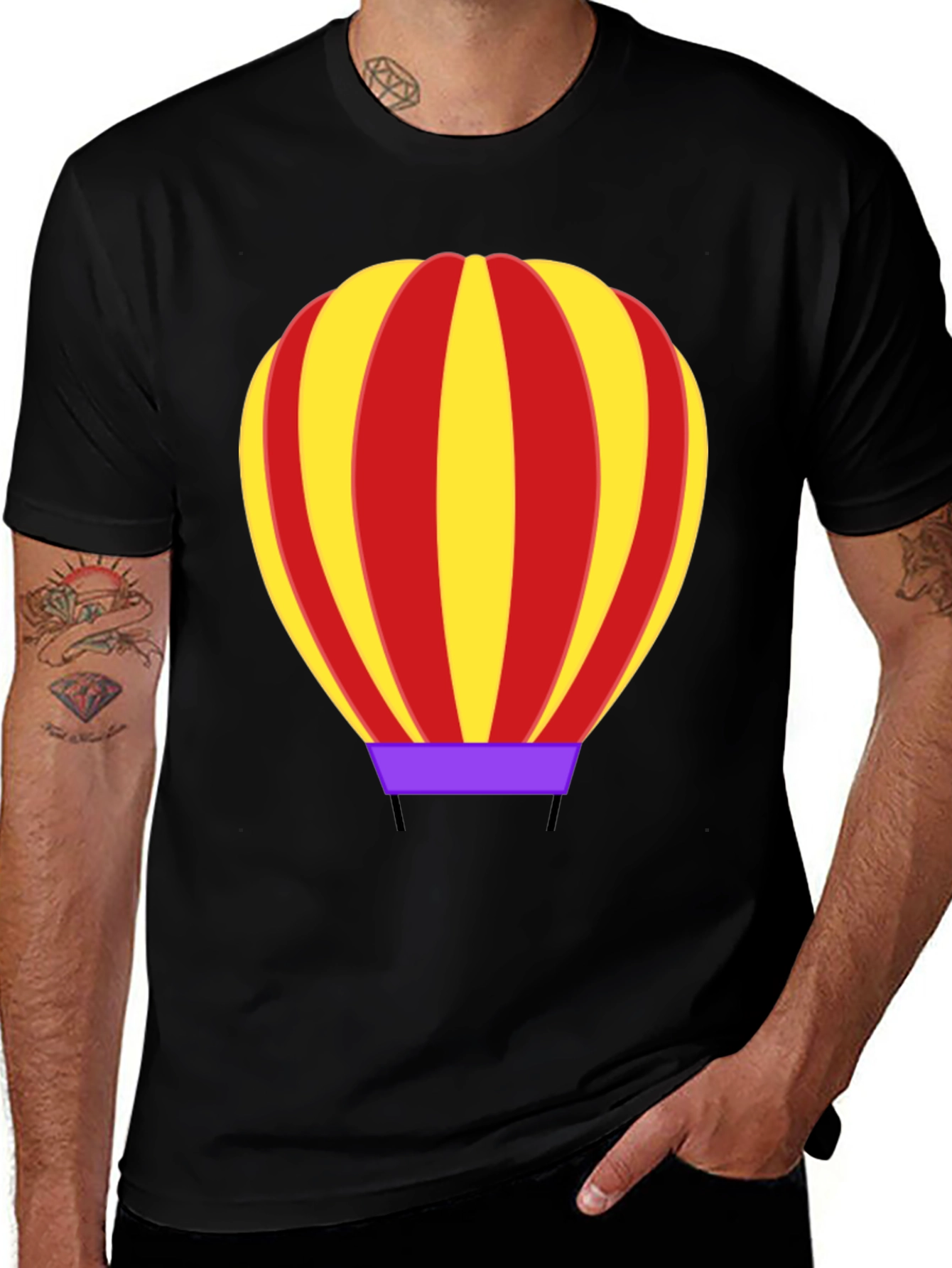 Variant 12 of Hot Air Balloon Graphic Tee - Black Cotton
