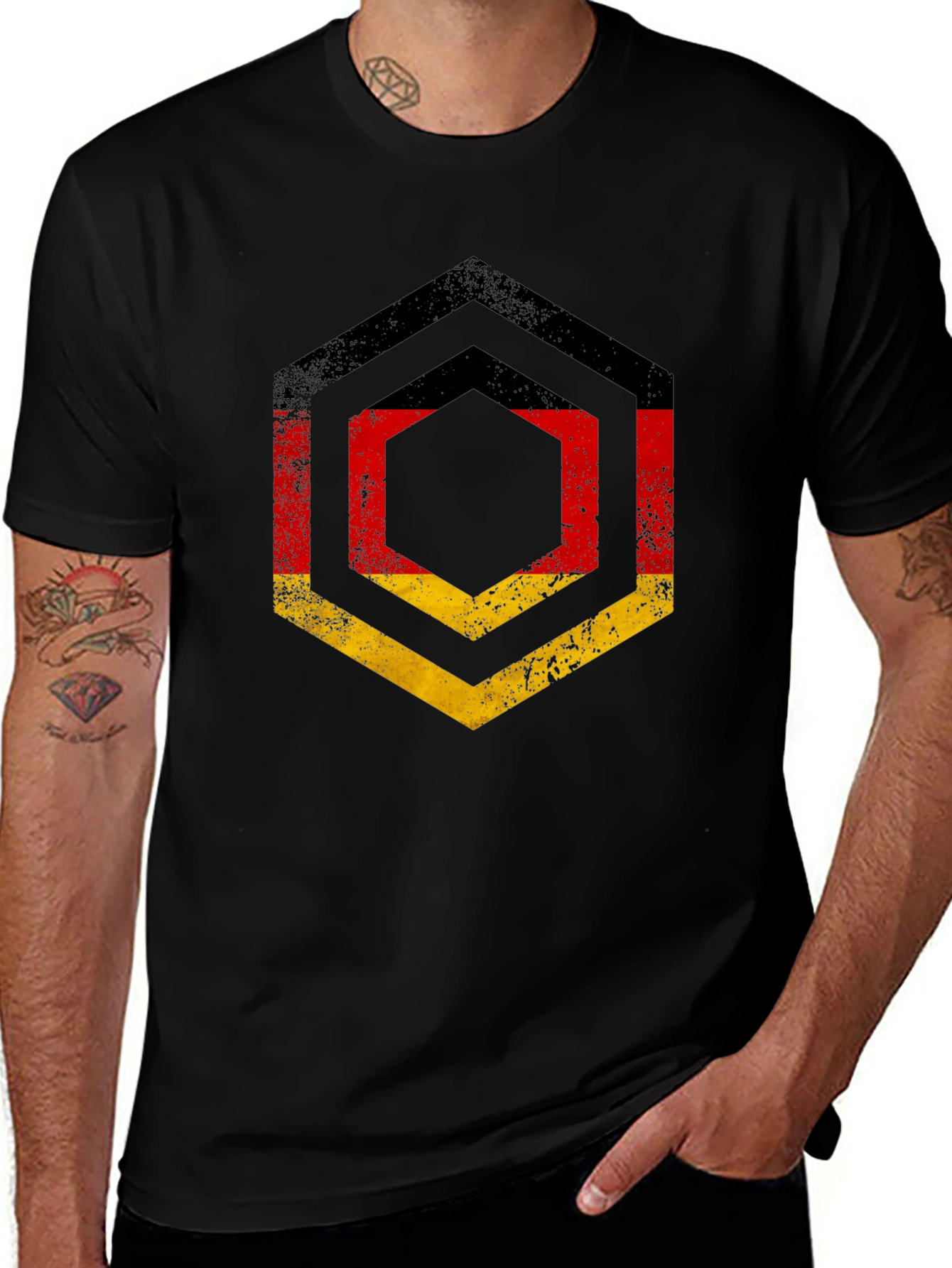 Variant 10 of German Flag Hexagon Graphic T-Shirt