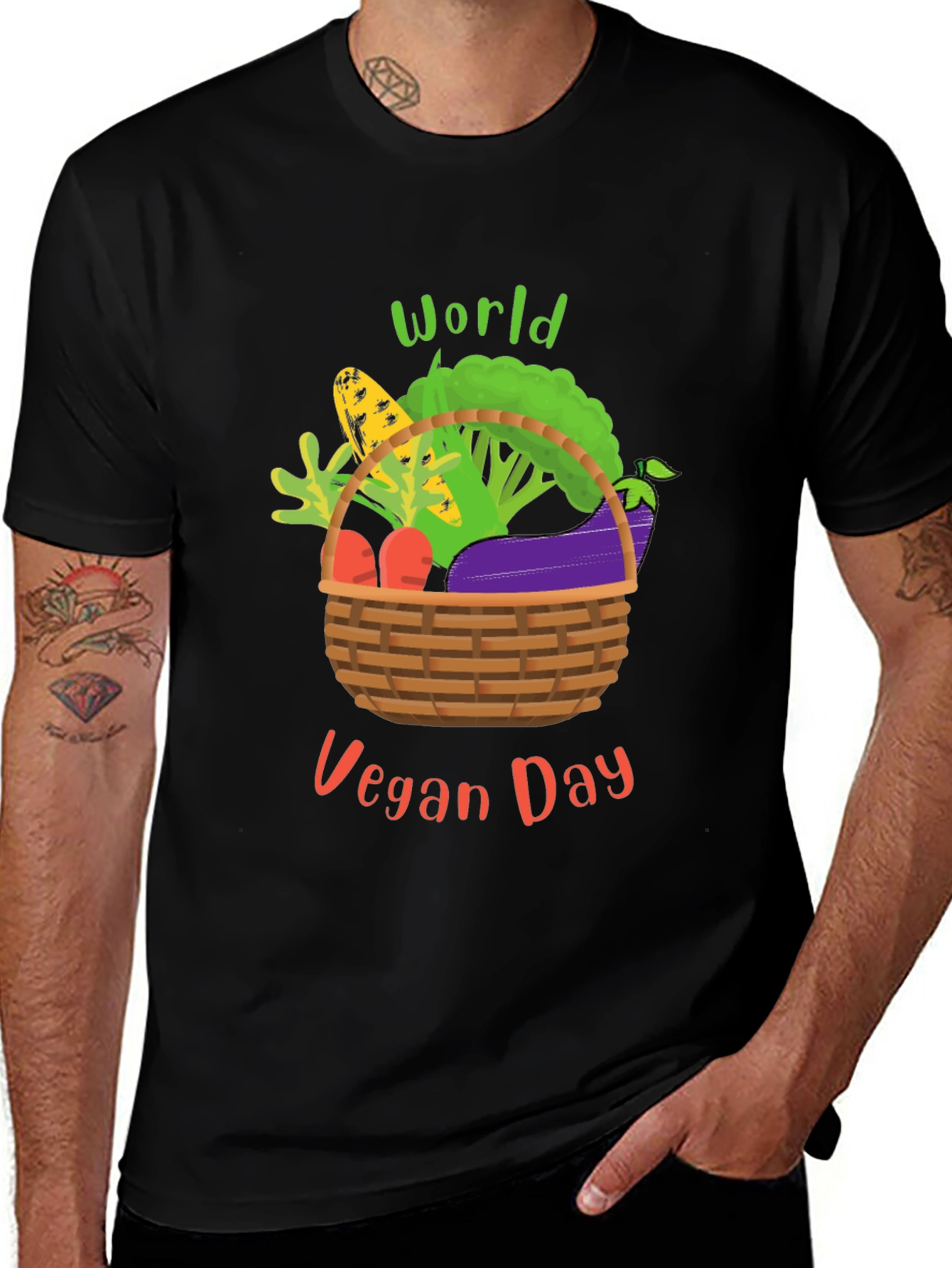 Variant 10 of World Vegan Day T-Shirt - Basket of Veggies