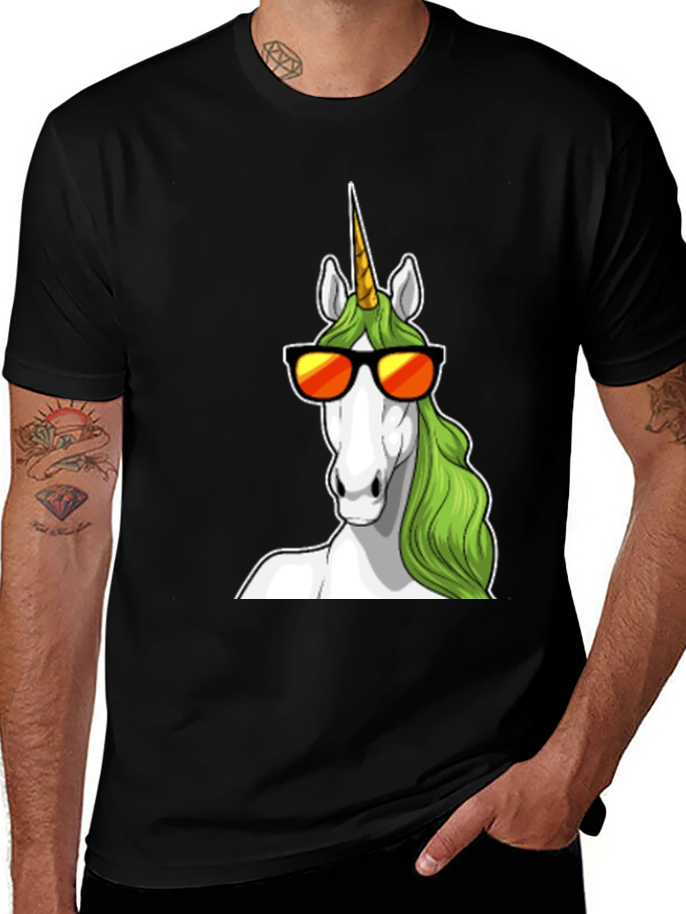 Variant 5 of Cool Unicorn Graphic Tee - Black Cotton T-Shirt