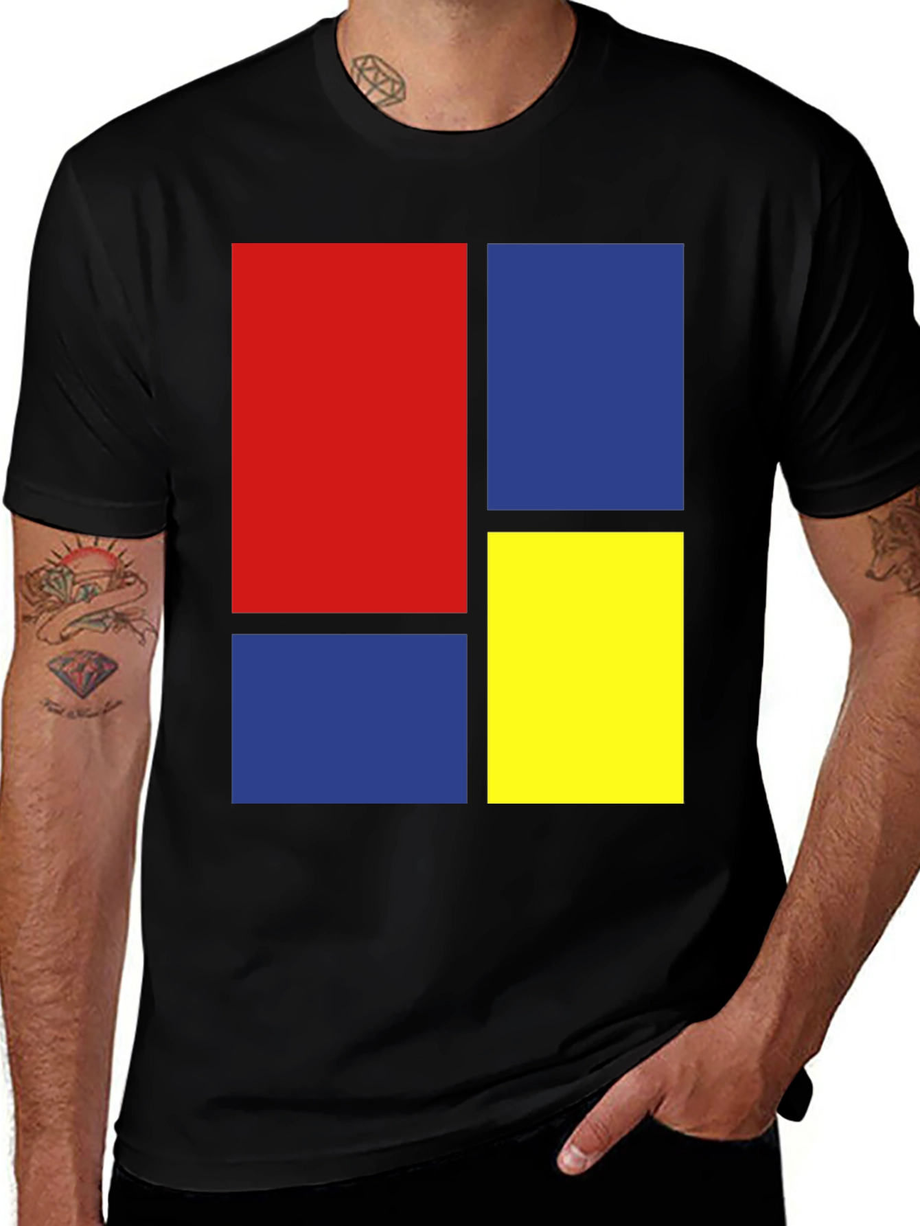 Variant 19 of Modern Art Mondrian Style Color Block T-Shirt