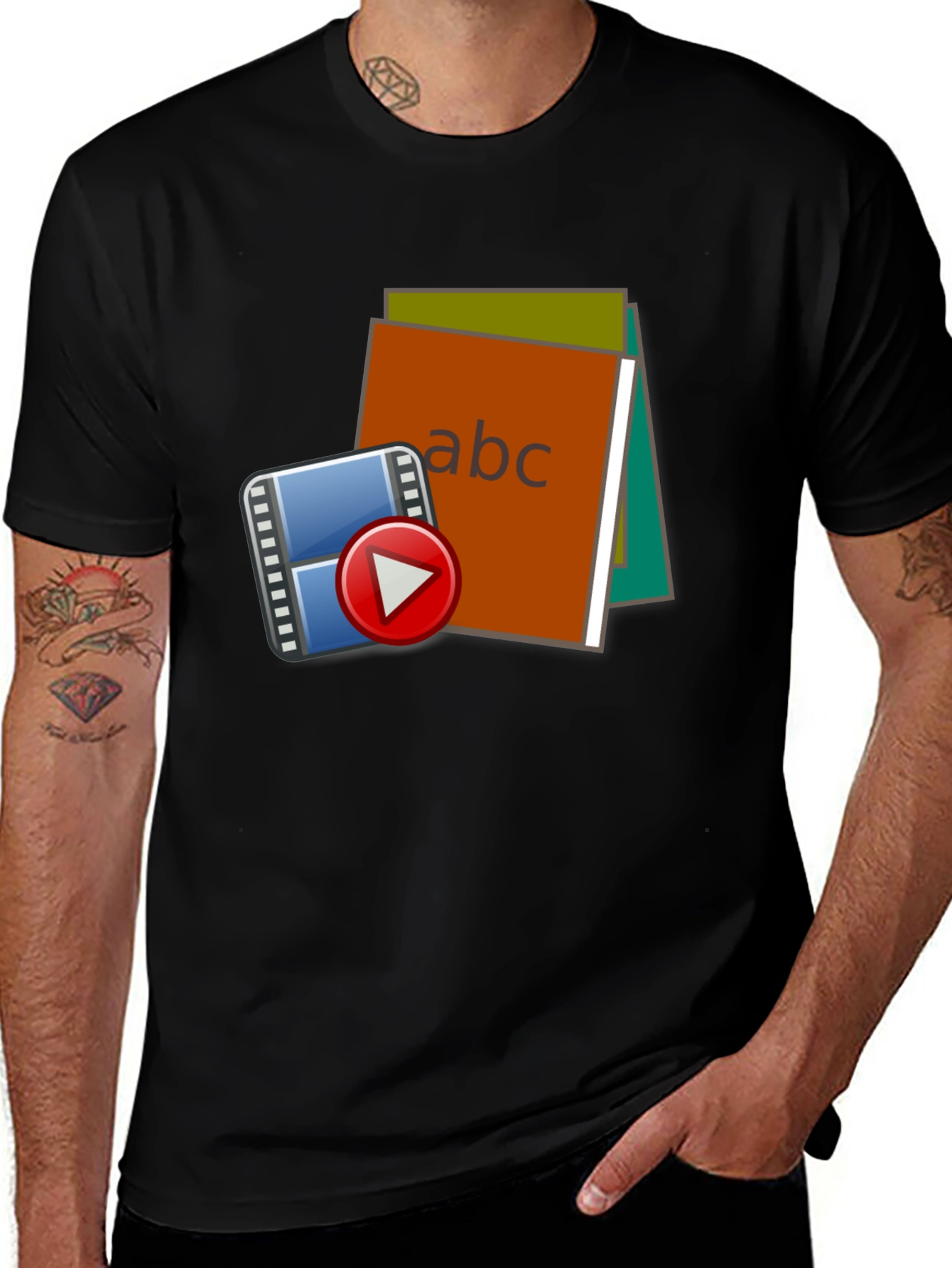 Variant 19 of Men's Black T-Shirt with Media Design