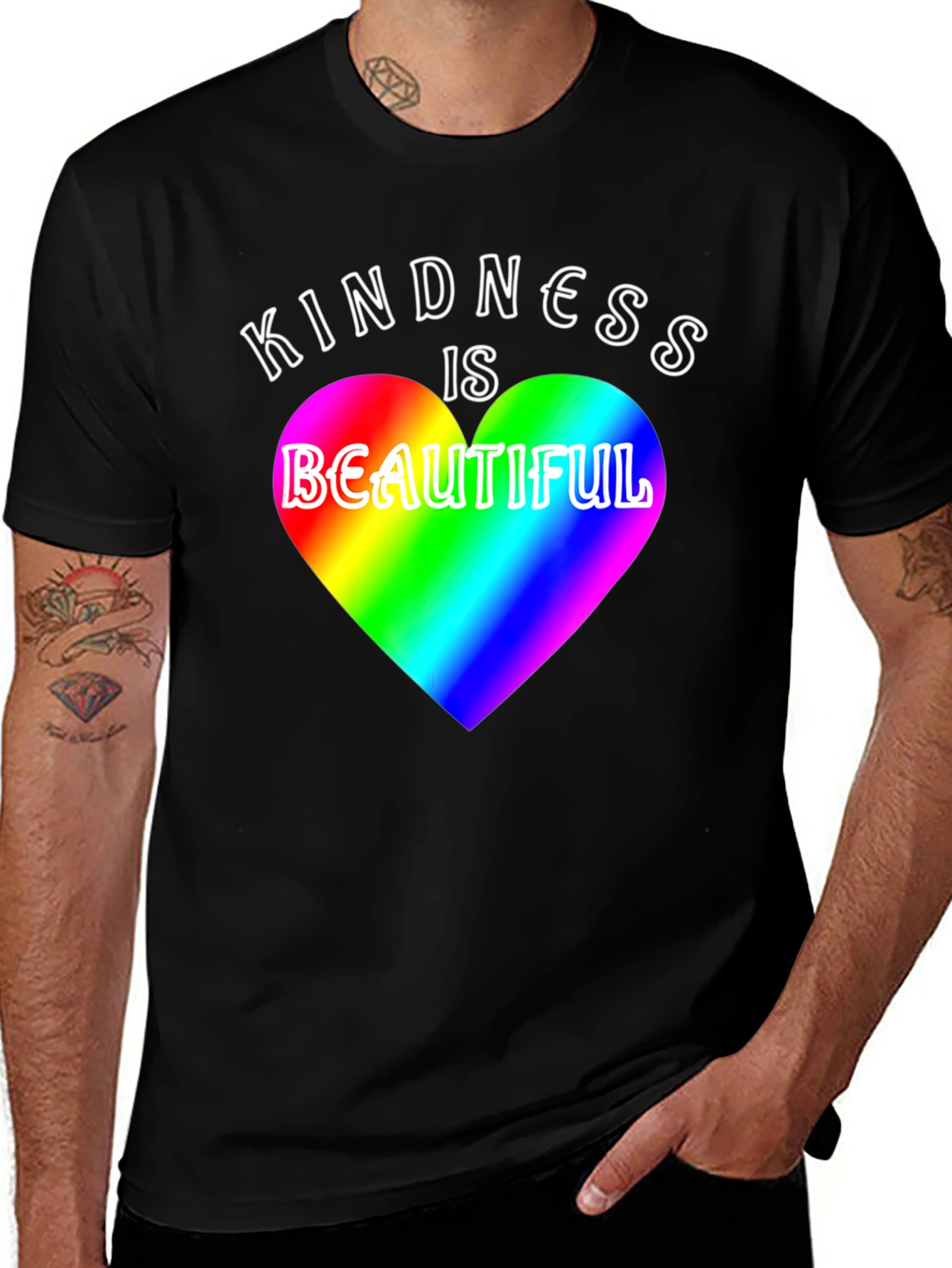 Variant 16 of Kindness is Beautiful Rainbow Heart T-Shirt