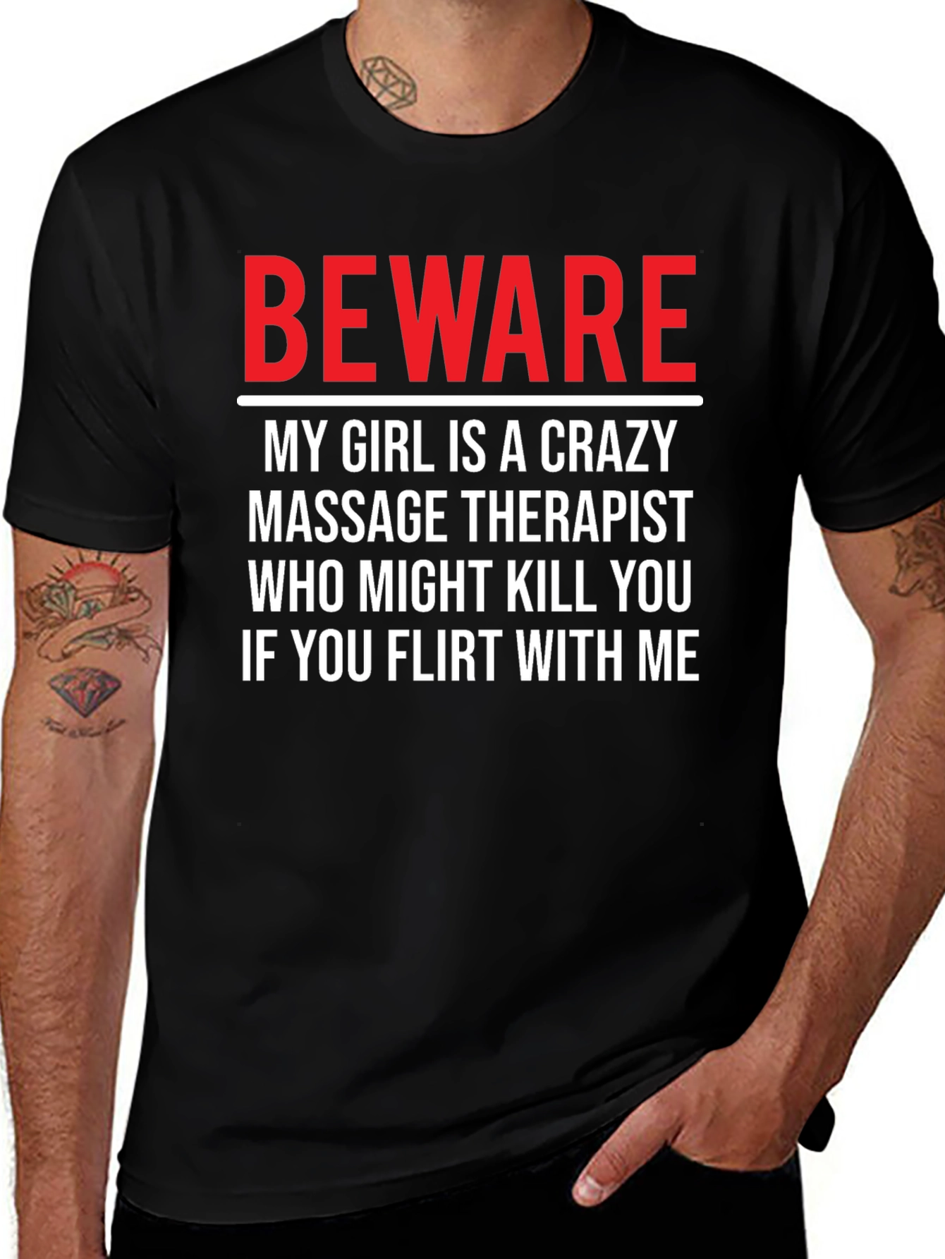 Variant 12 of Beware Crazy Massage Therapist Graphic T-Shirt