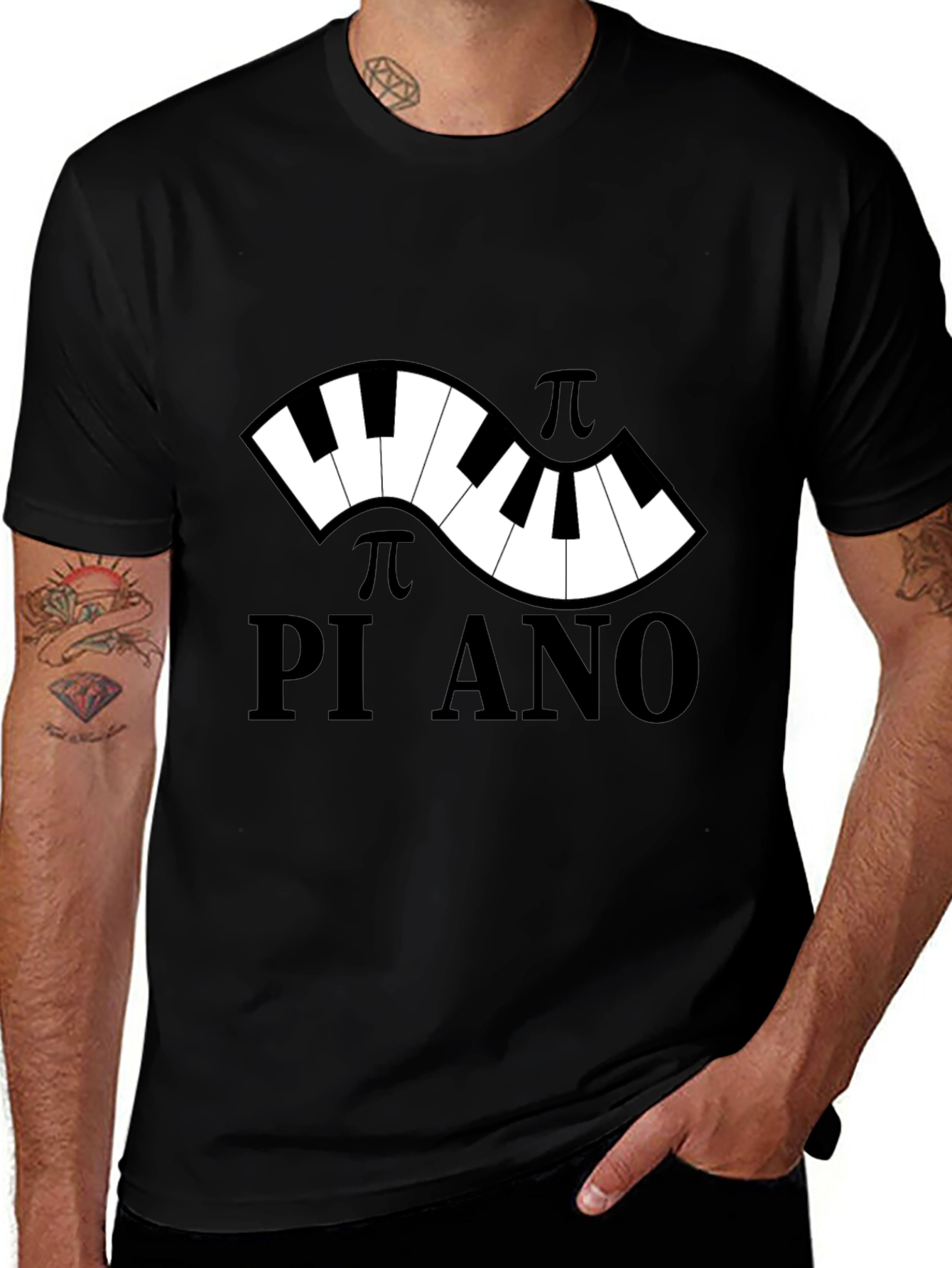 Variant 10 of Pi-ano Black T-Shirt - Music & Math Lovers