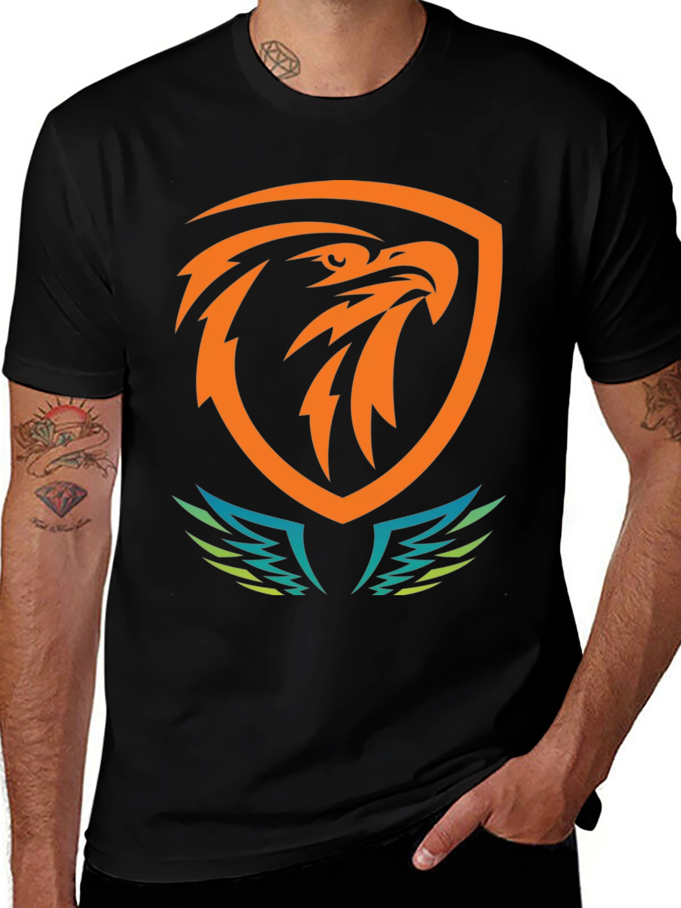 Variant 13 of Bold Eagle Shield Graphic Tee - Black