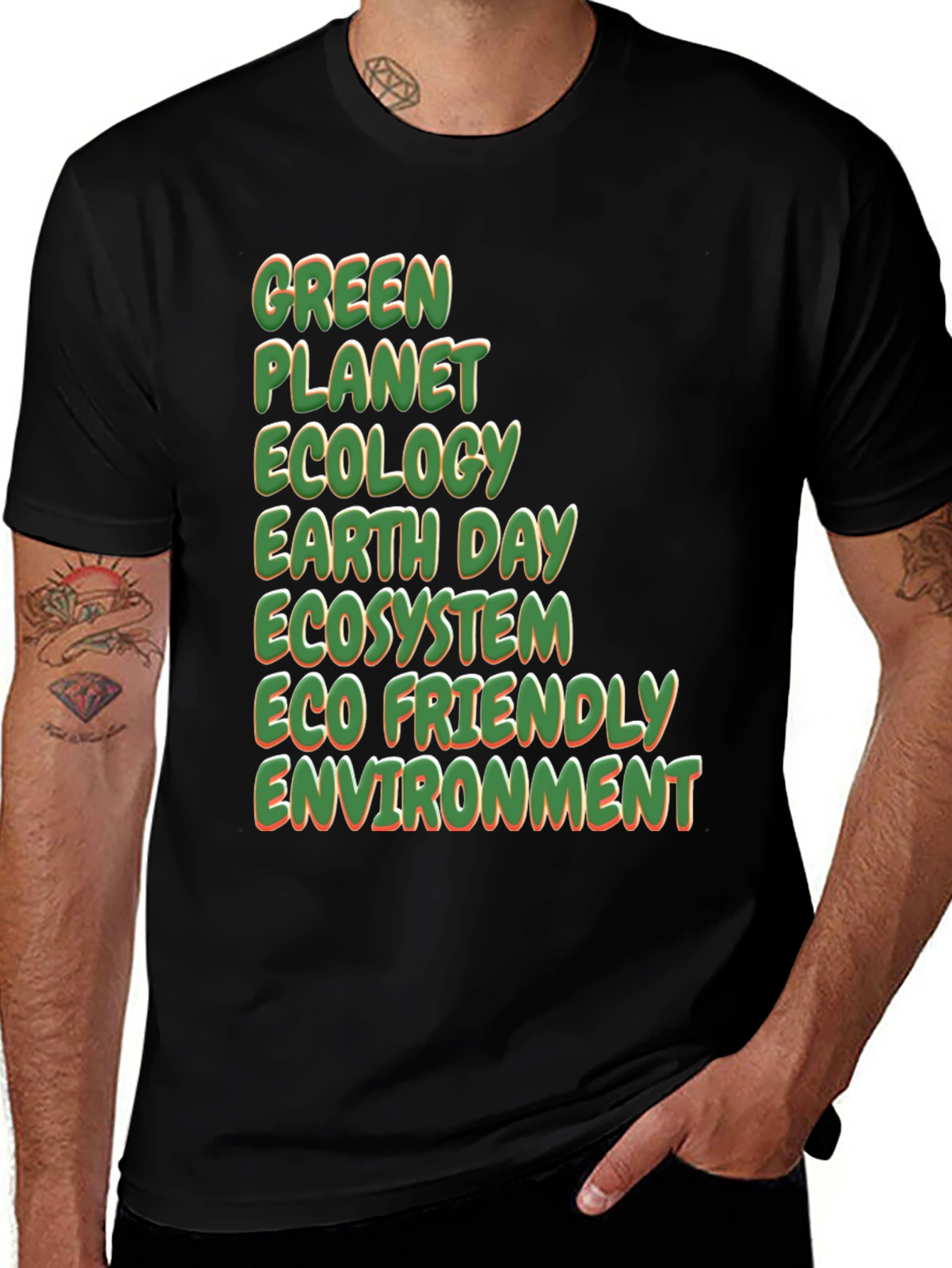 Variant 15 of Eco-Friendly Graphic T-Shirt - Green Planet, Ecology