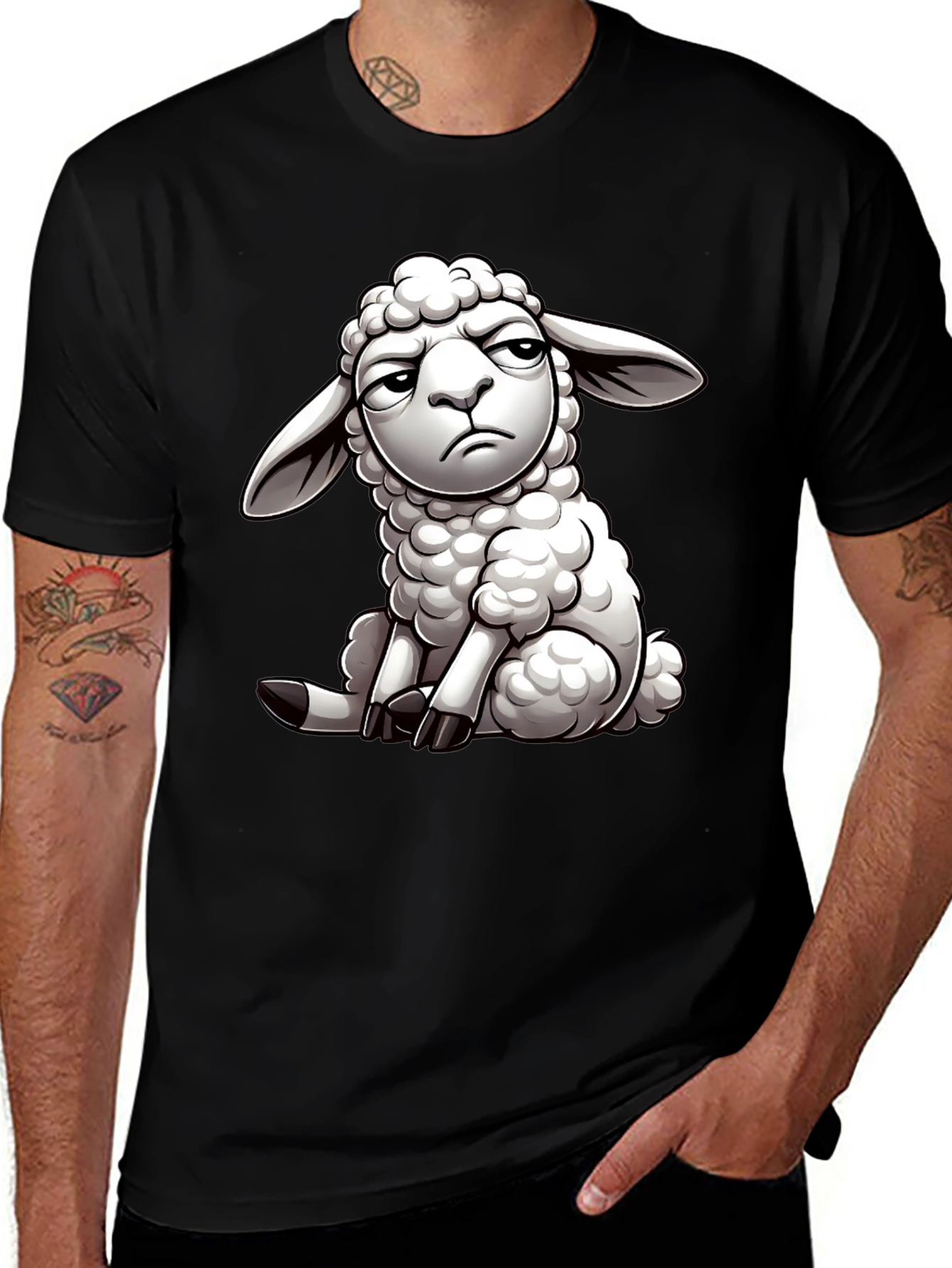 Grumpy Sheep T-Shirt - Black Cotton Blend