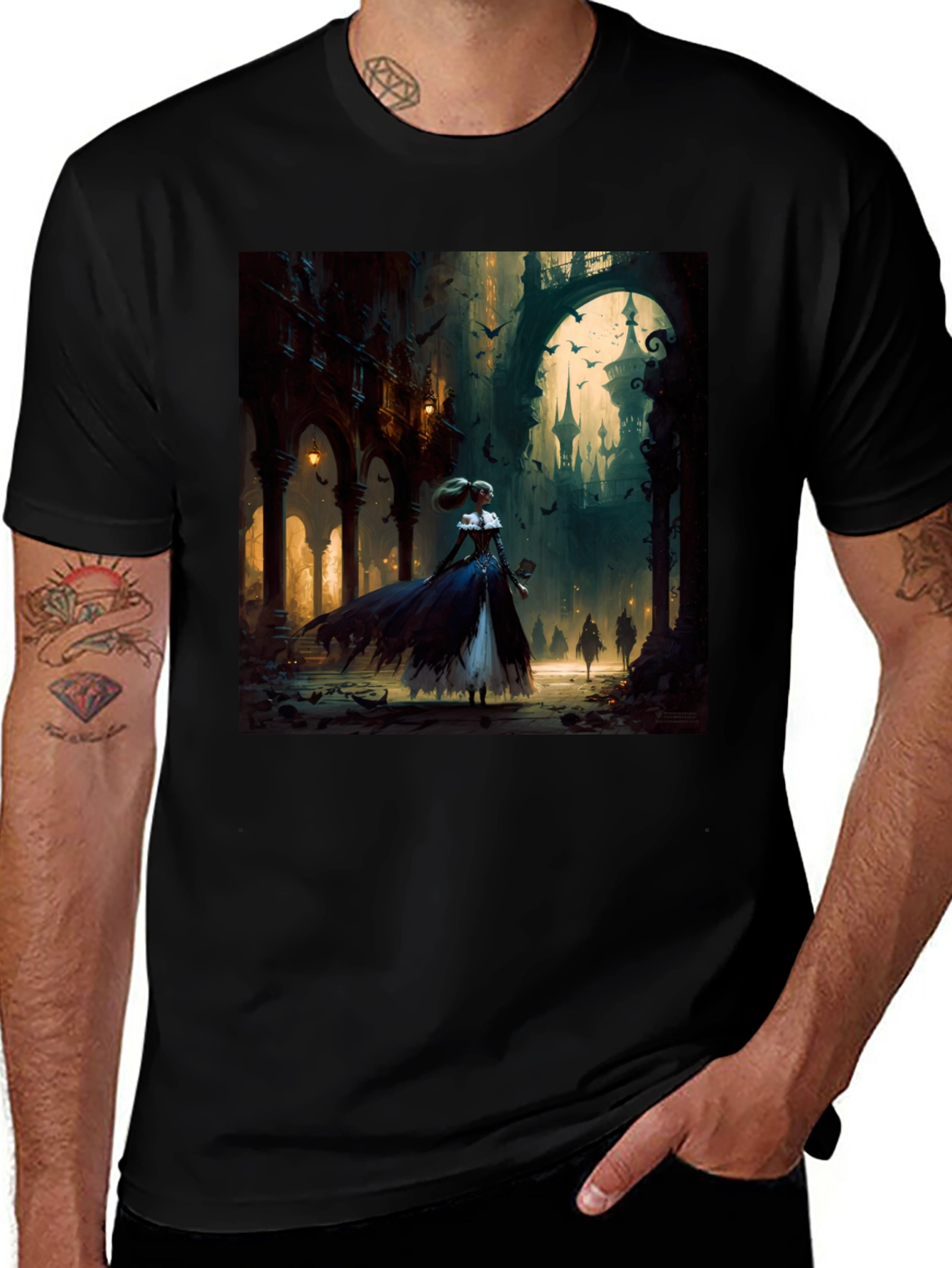 Variant 23 of Gothic Fantasy T-Shirt - Dark Castle Design
