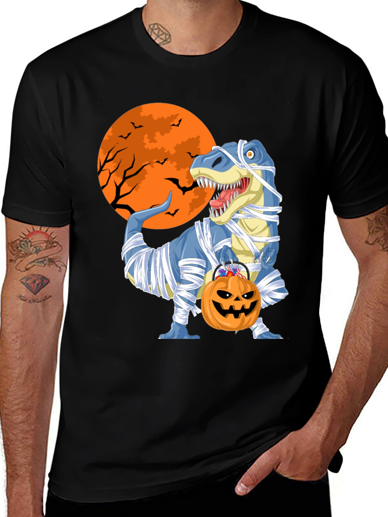 Variant 23 of Halloween Dino Mummy T-Shirt