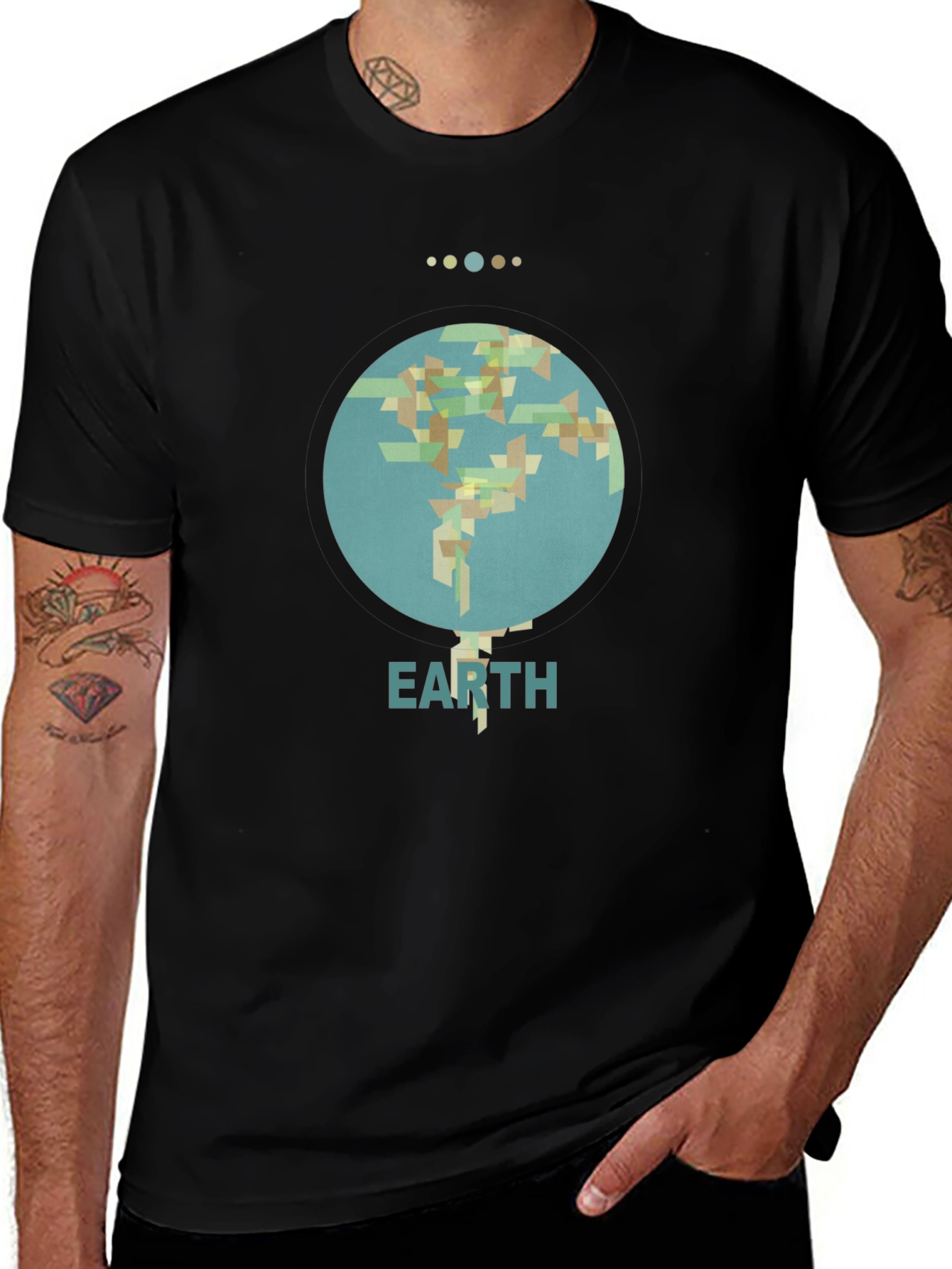 Variant 30 of Geometric Earth Graphic T-Shirt - Modern Design