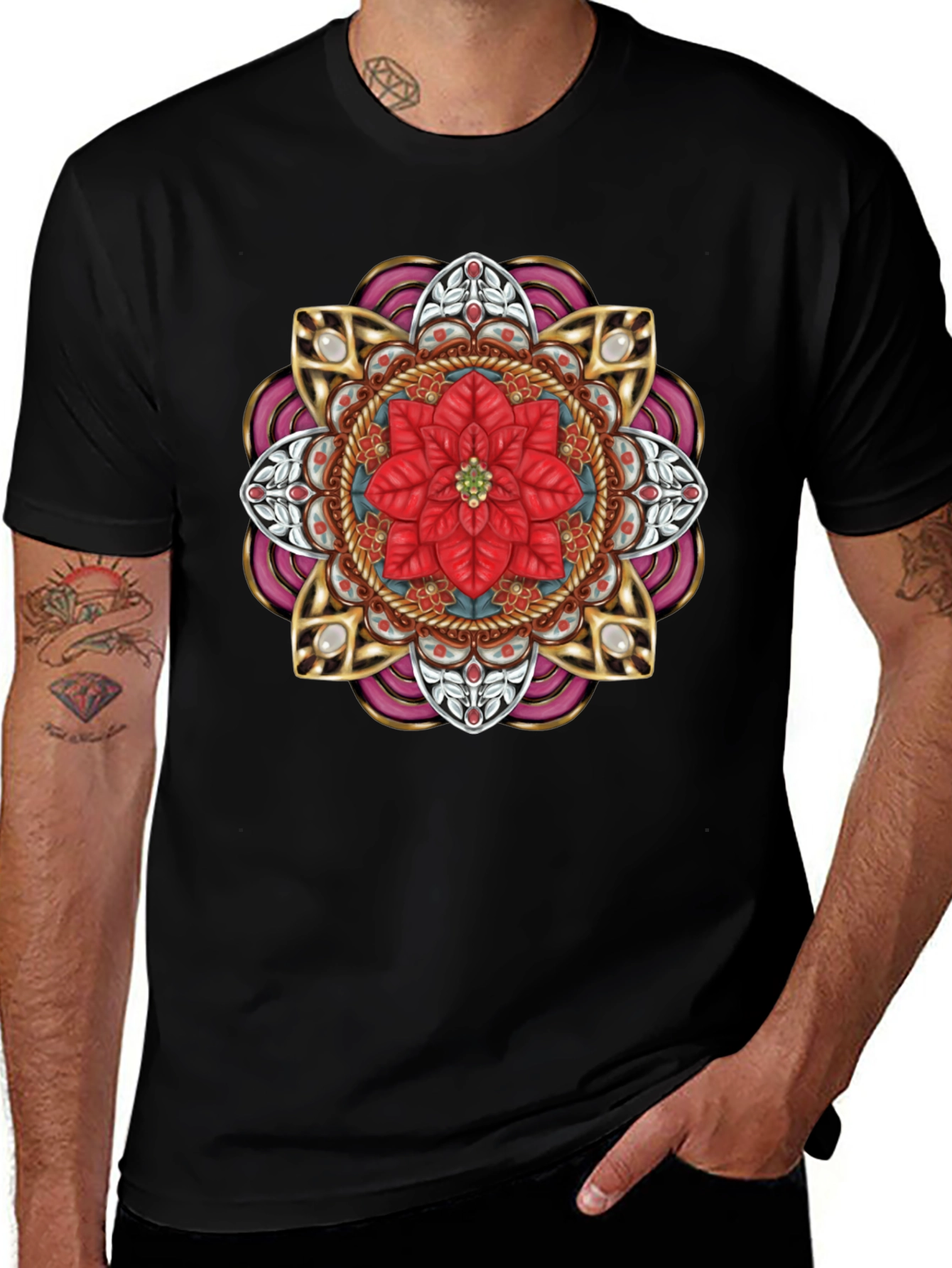 Variant 17 of Floral Mandala Graphic Tee - Stylish Comfort
