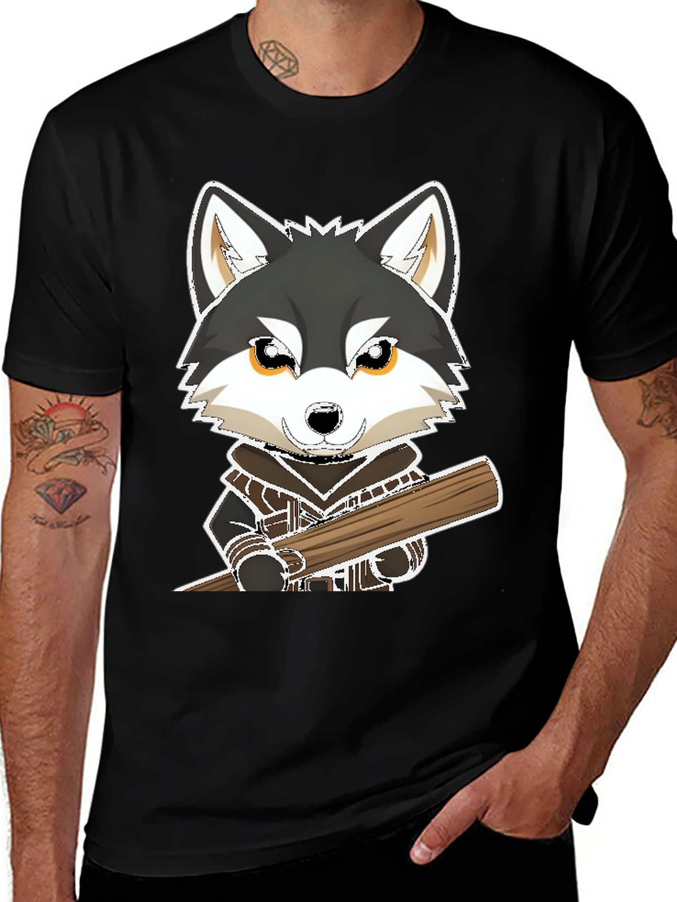 Variant 3 of Wolf with Baseball Bat Graphic Tee