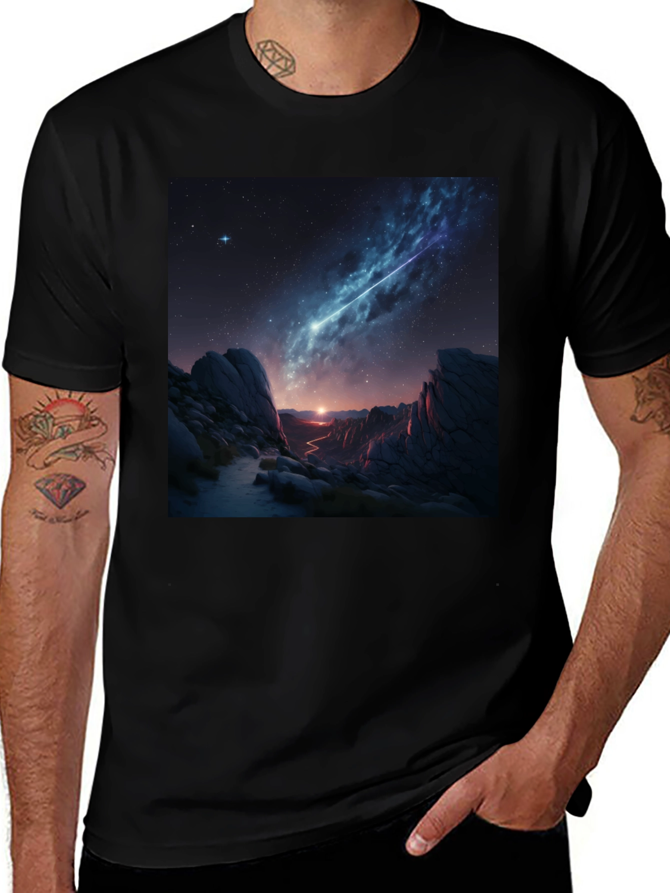 Variant 26 of Cosmic Dreamscape Graphic Tee - Black