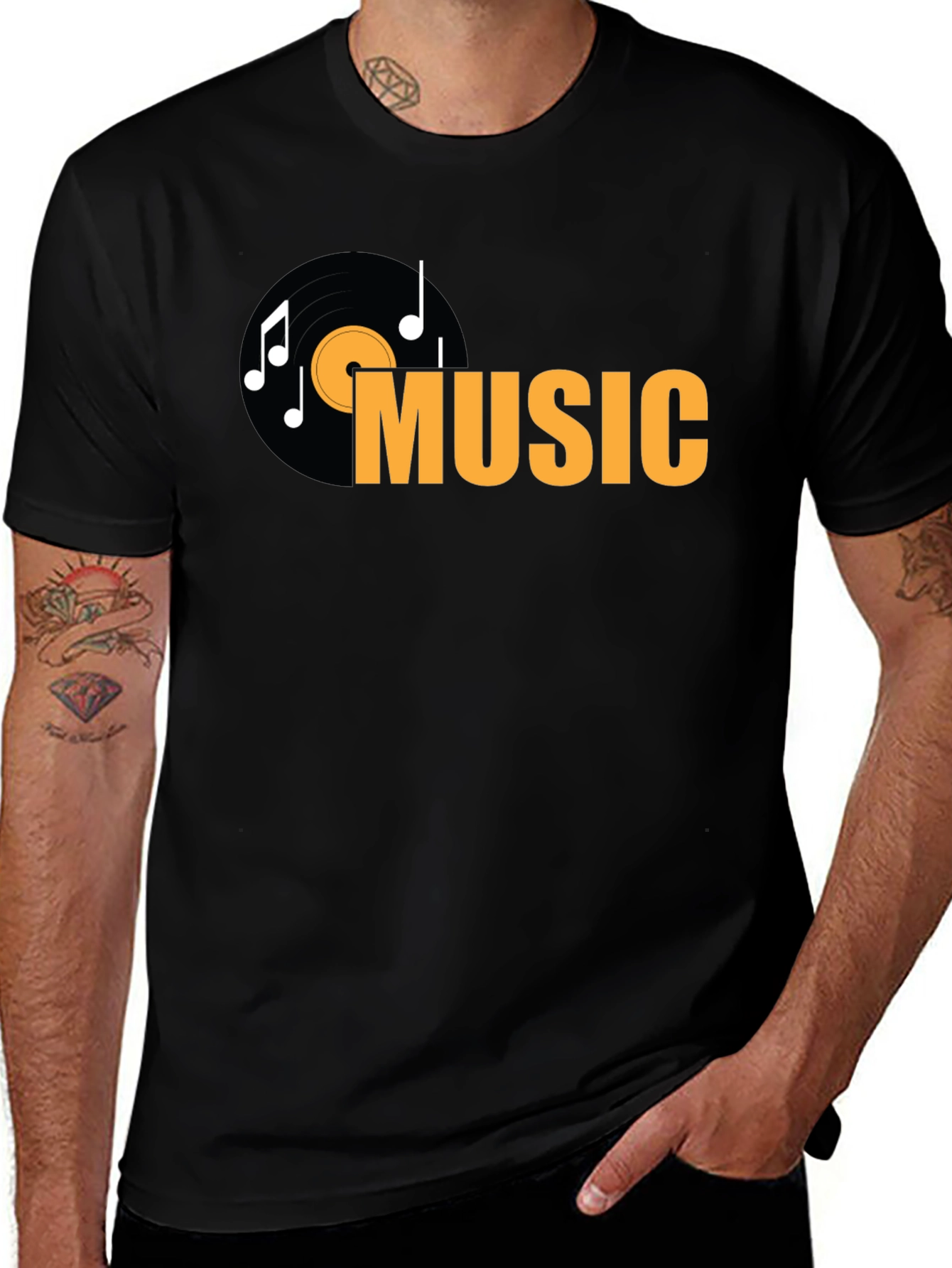 Variant 25 of Music Record Graphic Tee - Black Casual T-Shirt