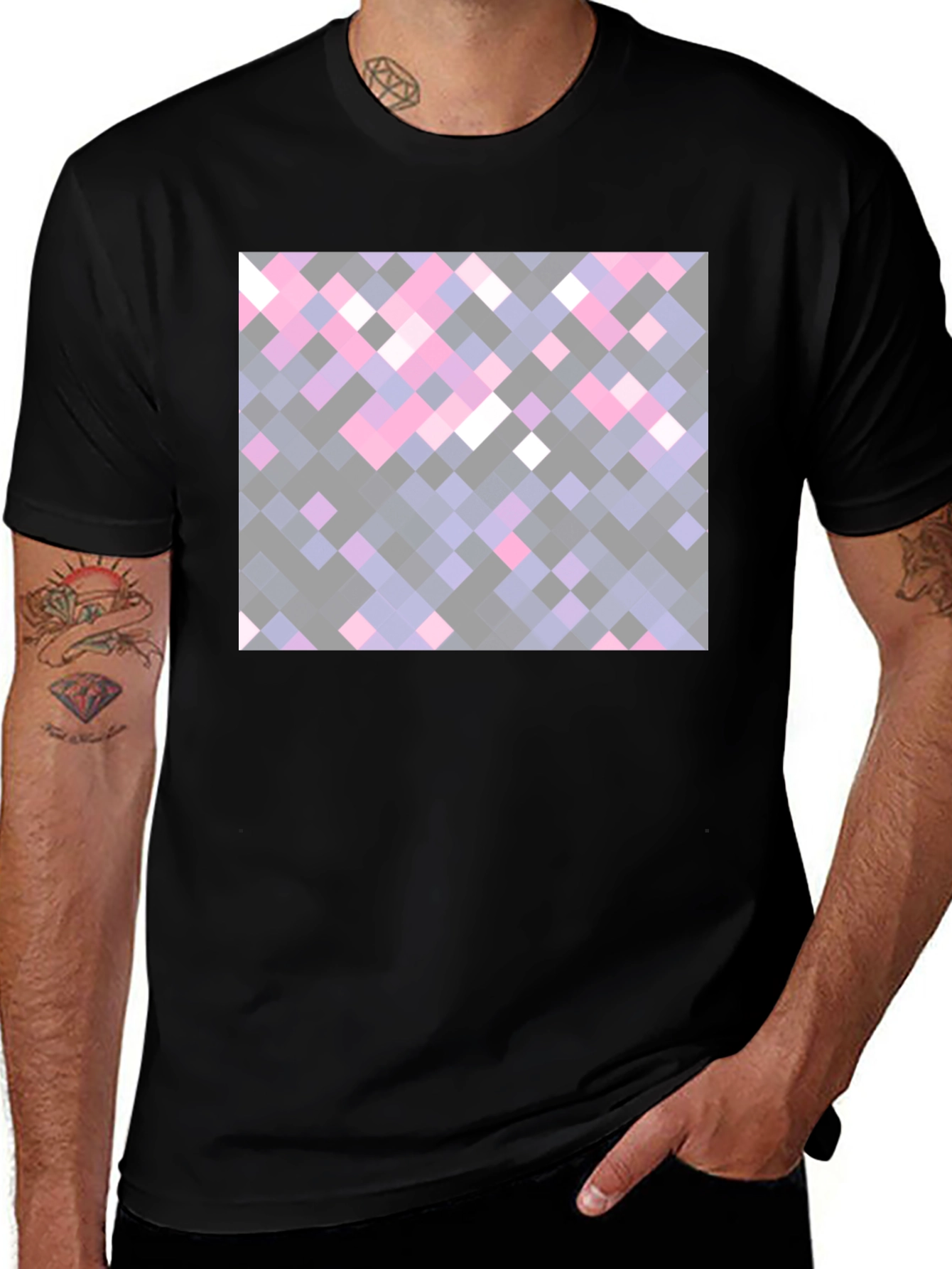 Variant 13 of Pixelated Squares Black Tee