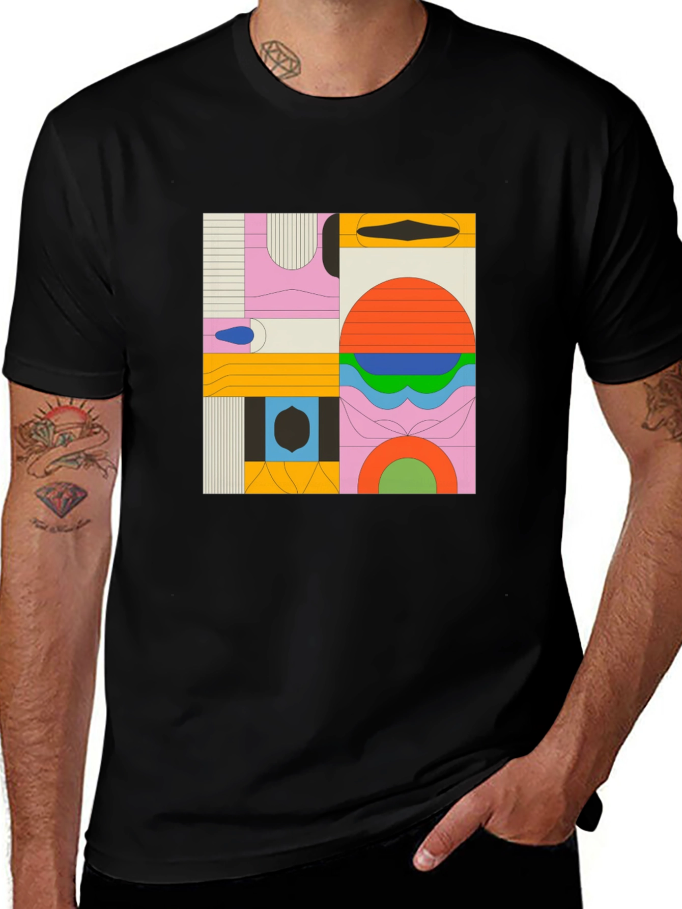 Variant 9 of Abstract Geometric Graphic Black T-Shirt